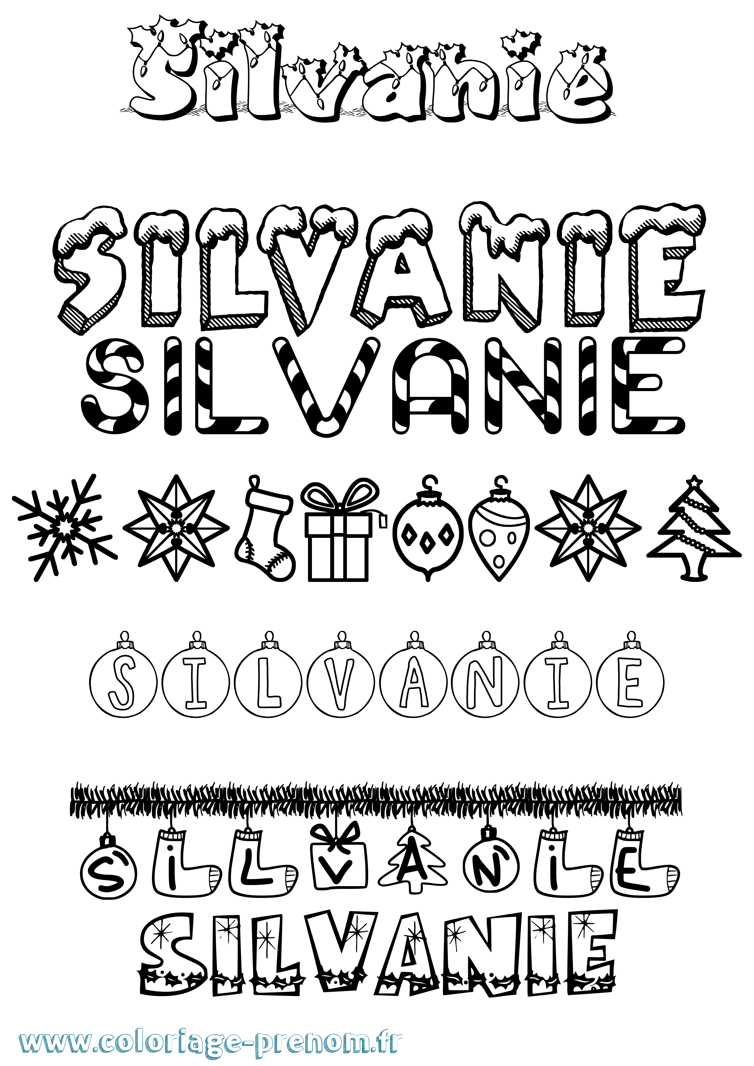 Coloriage Silvanie Noël Coloriage prénom Silvanie Noël