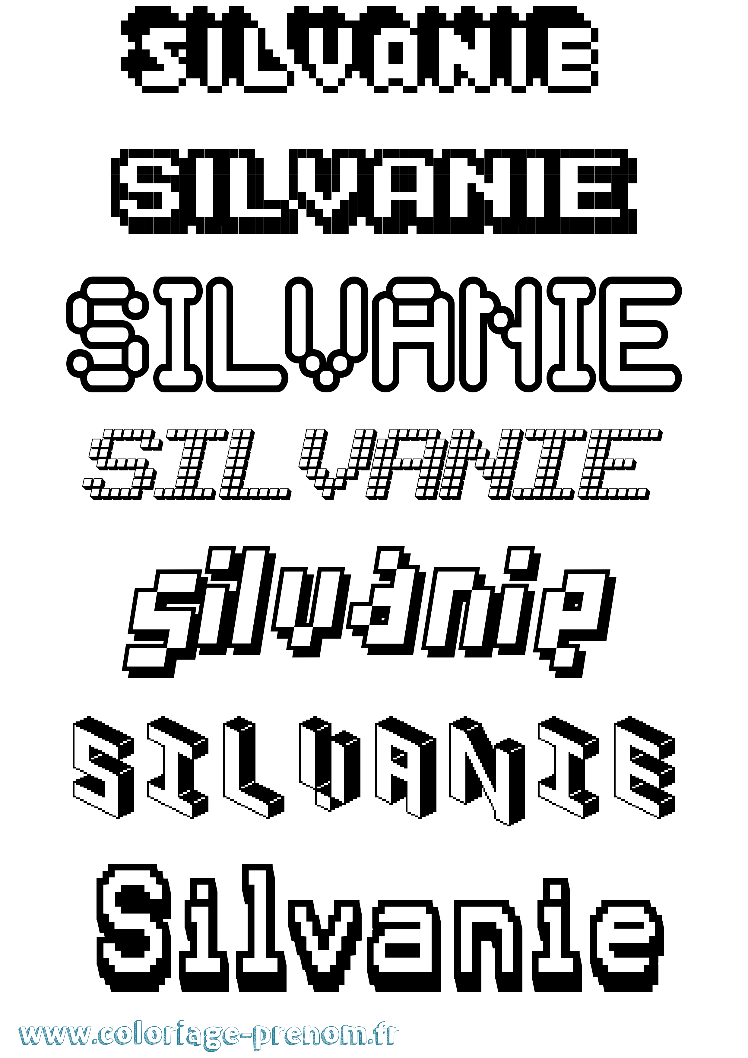 Coloriage Silvanie Pixel Coloriage prénom Silvanie Pixel