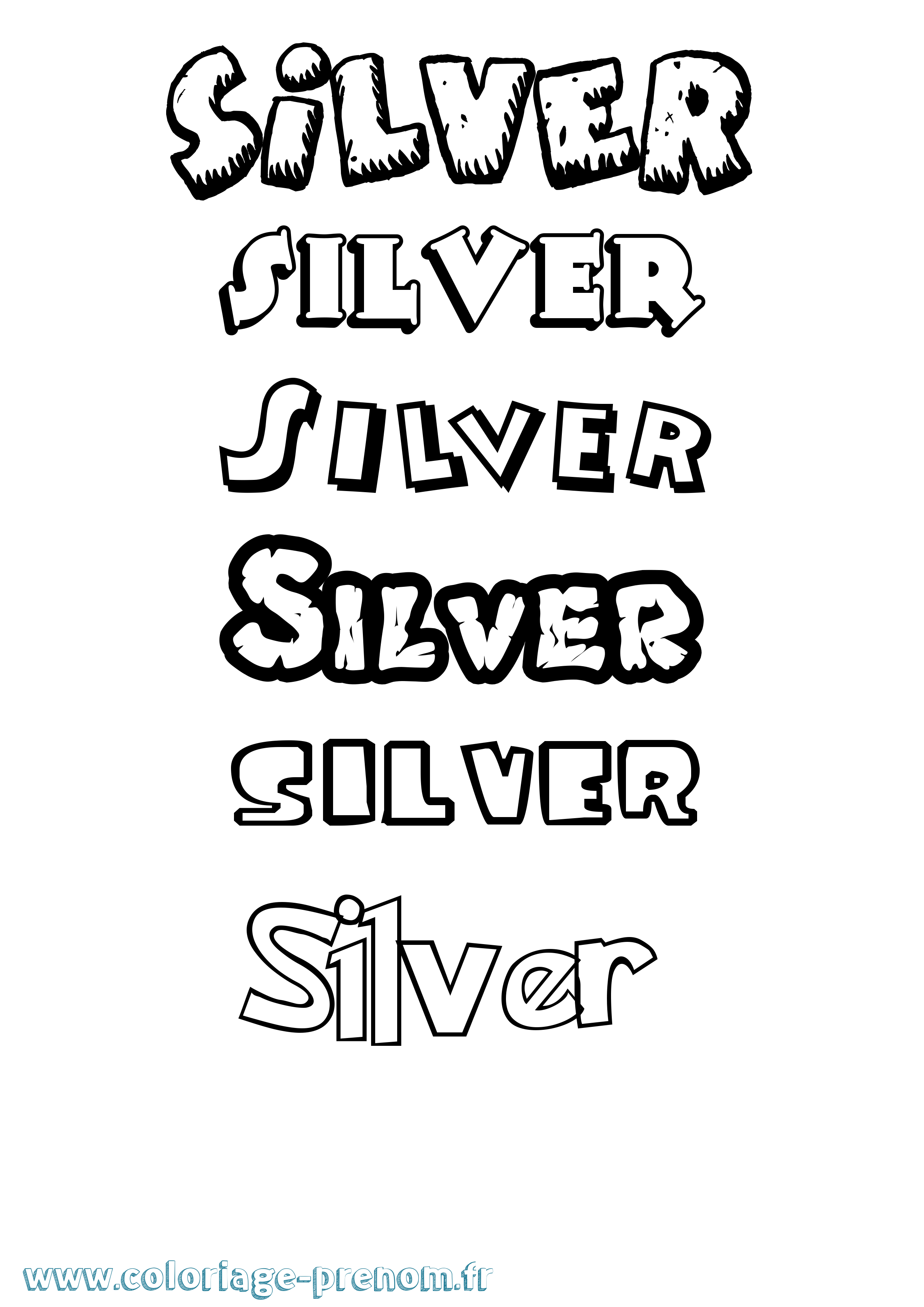 Coloriage Silver Dessin Animé Coloriage prénom Silver Dessin Animé