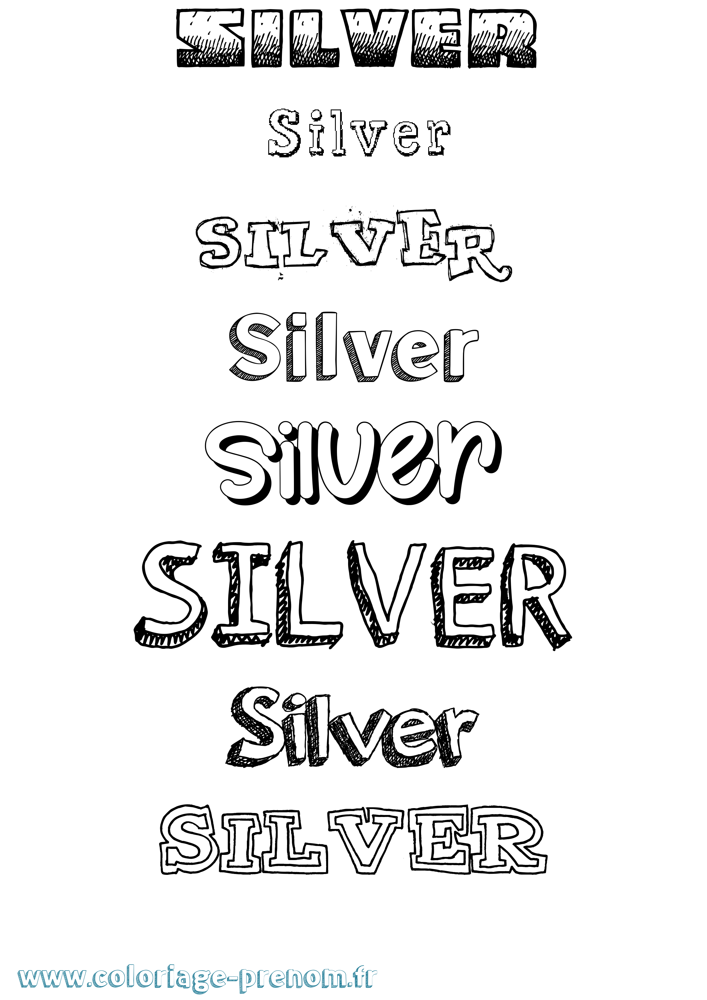 Coloriage Silver Dessiné Coloriage prénom Silver Dessiné