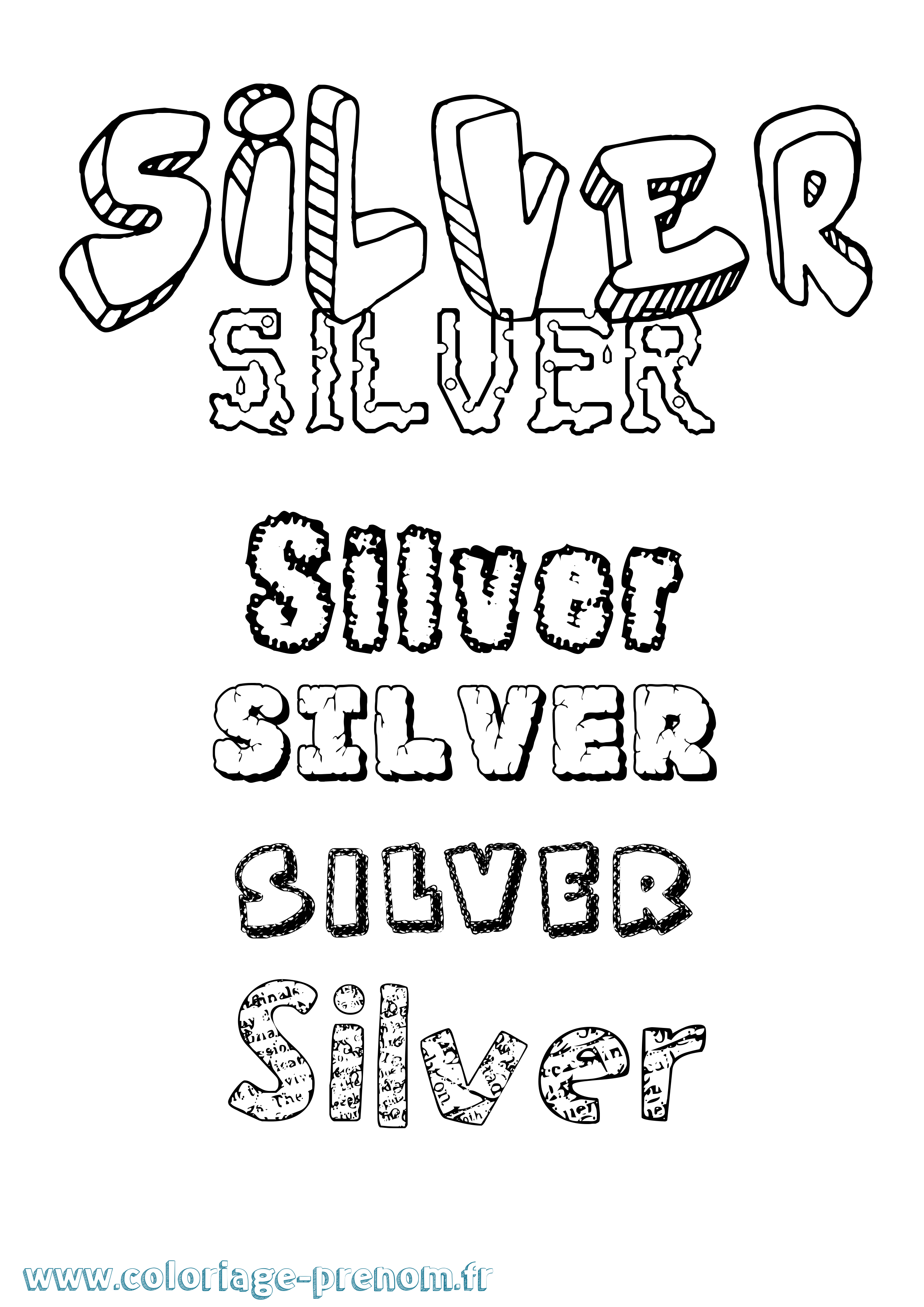 Coloriage Silver Destructuré Coloriage prénom Silver Destructuré