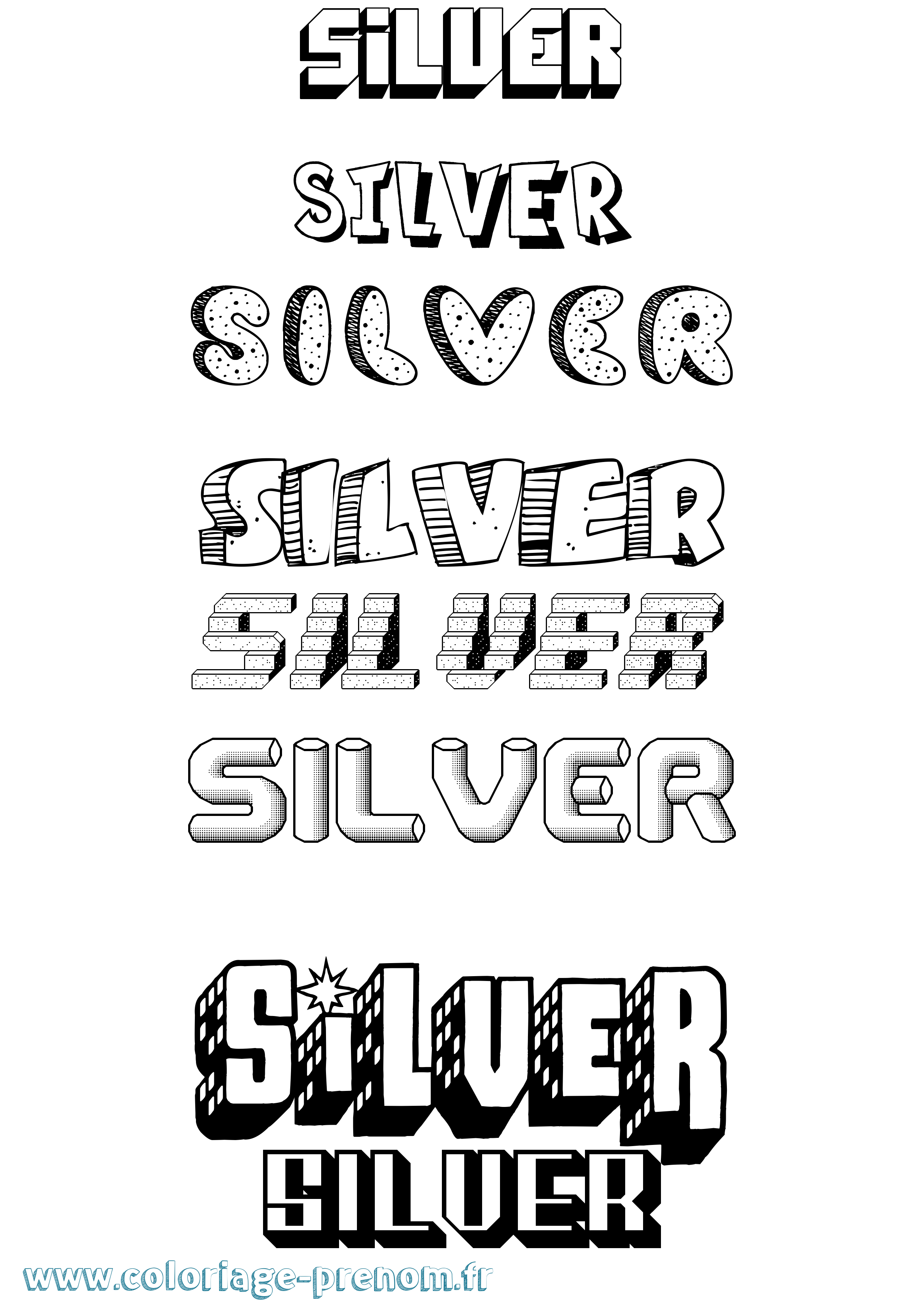 Coloriage Silver Effet 3D Coloriage prénom Silver Effet 3D