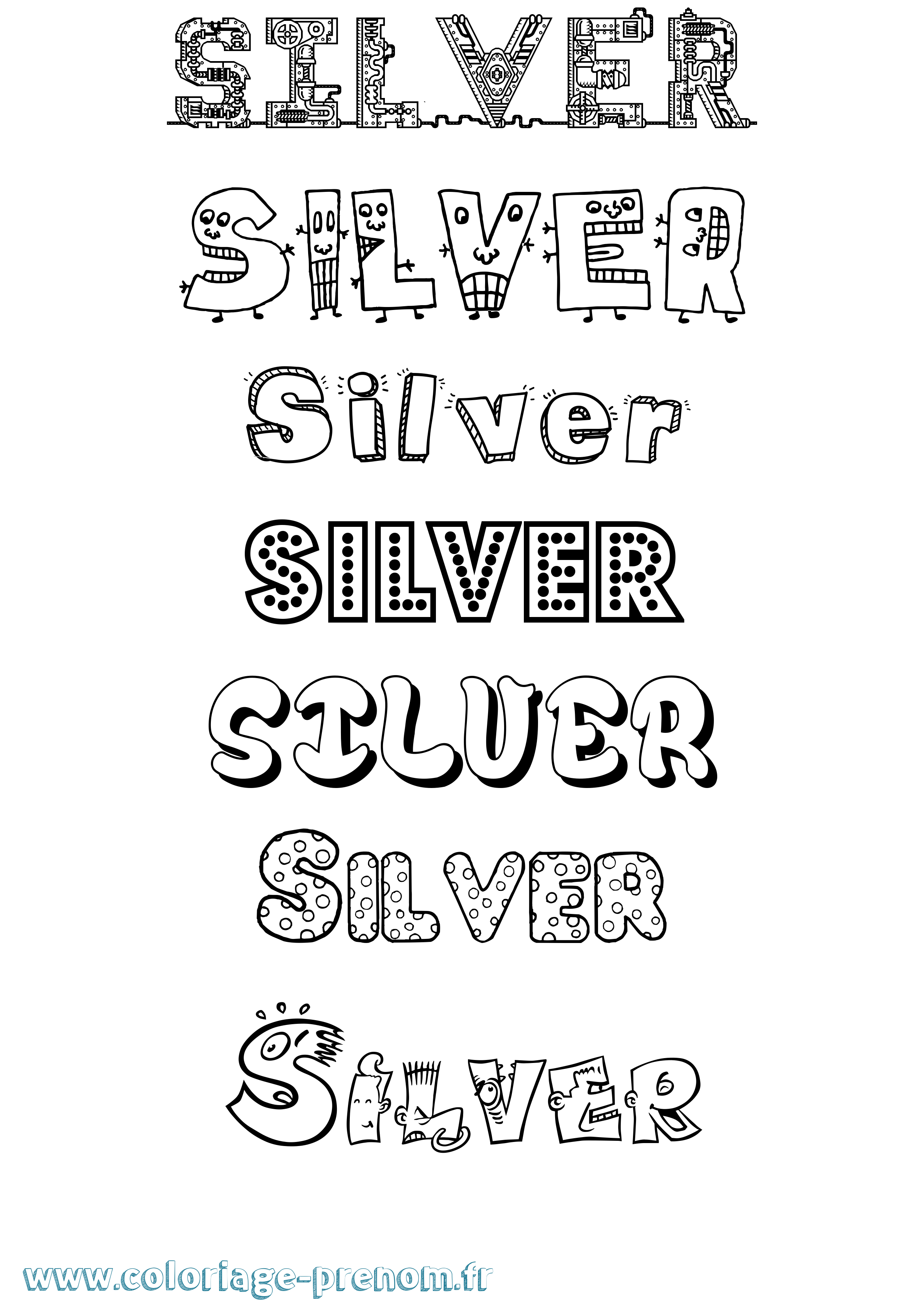 Coloriage Silver Fun Coloriage prénom Silver Fun
