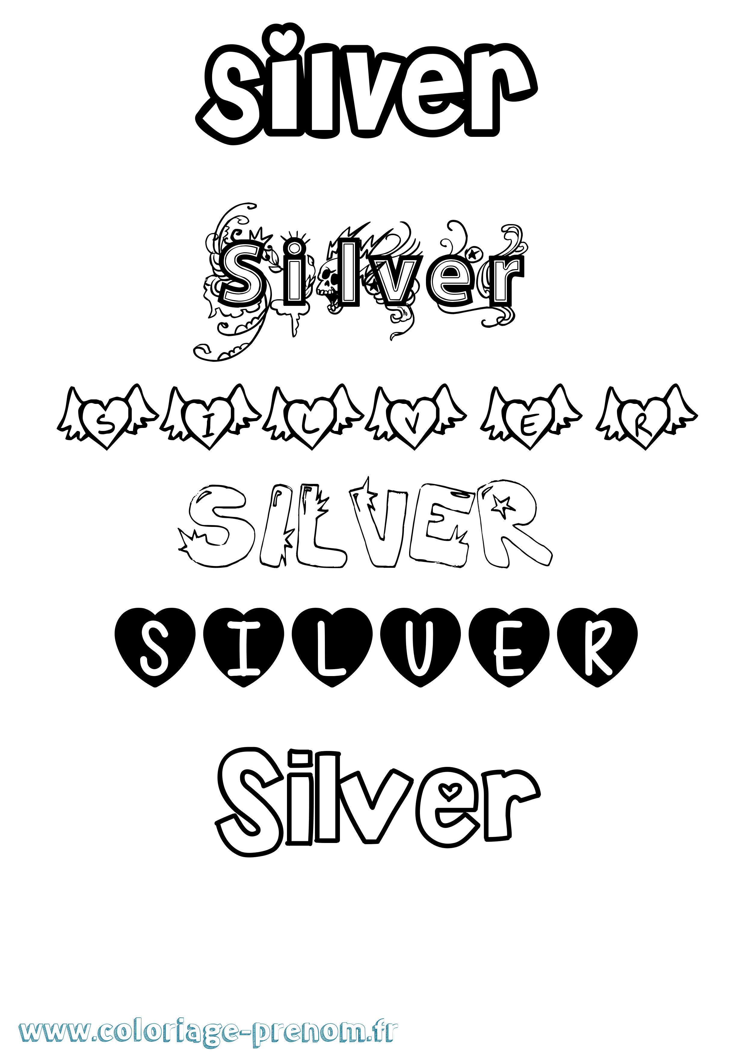 Coloriage Silver Girly Coloriage prénom Silver Girly