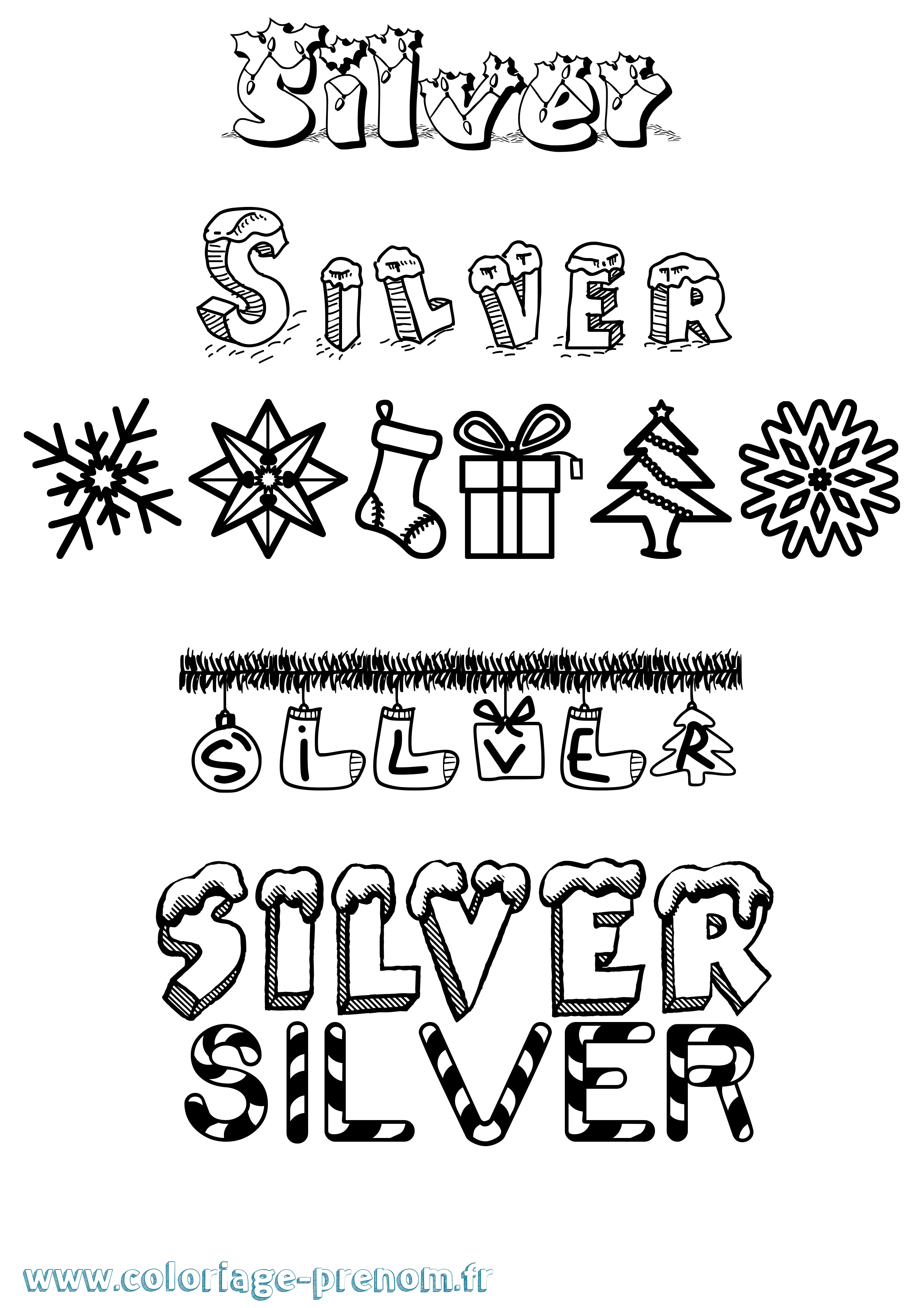 Coloriage Silver Noël Coloriage prénom Silver Noël