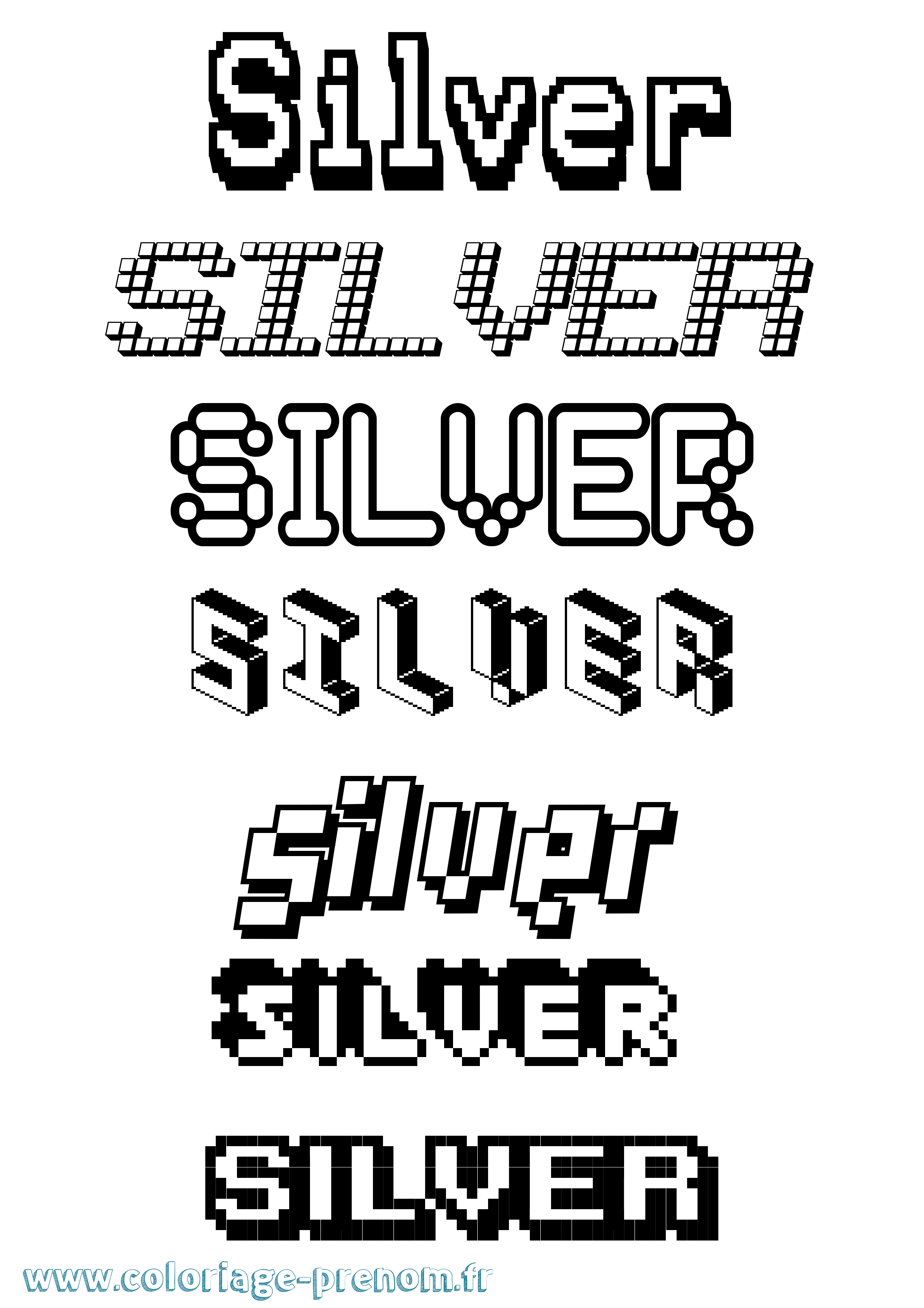 Coloriage Silver Pixel Coloriage prénom Silver Pixel