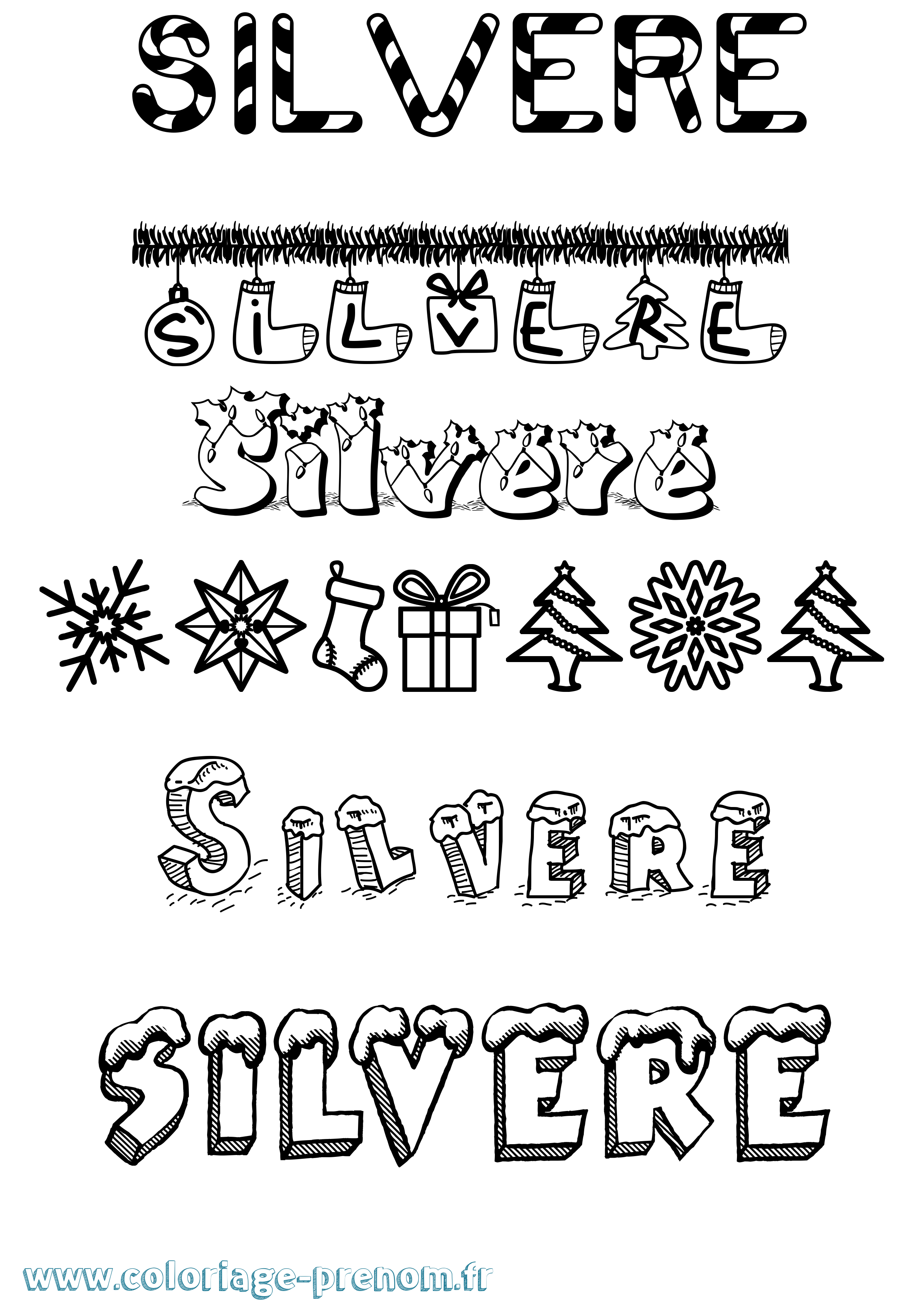 Coloriage Silvere Noël Coloriage prénom Silvere Noël