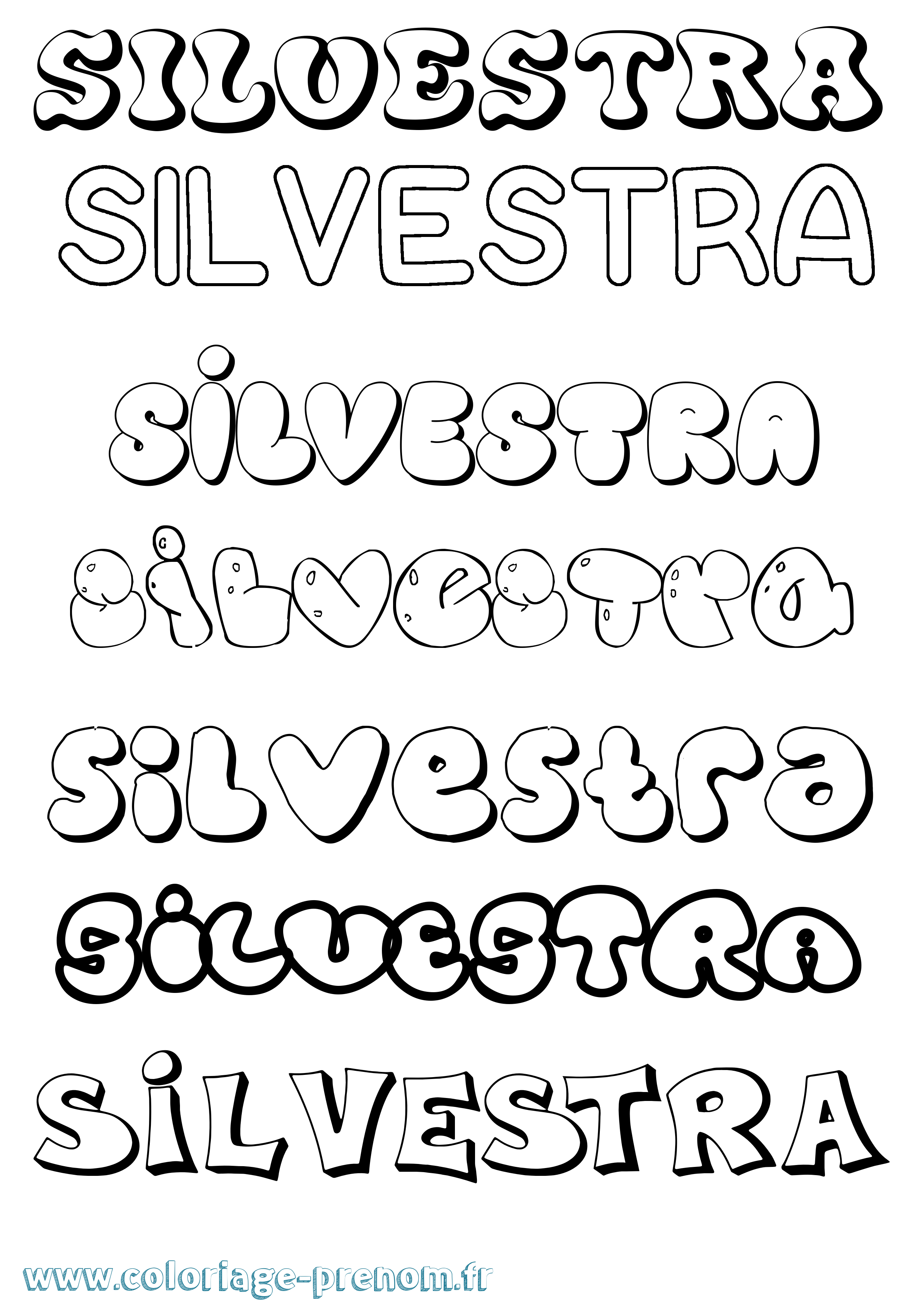 Coloriage Silvestra Bubble Coloriage prénom Silvestra Bubble