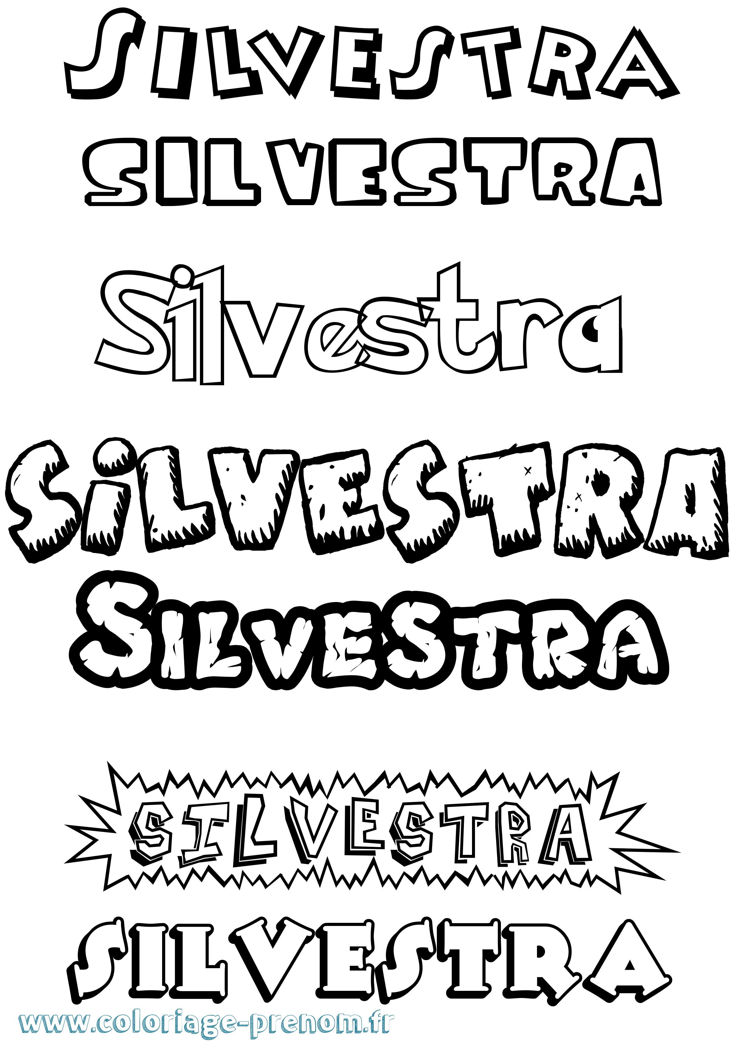 Coloriage Silvestra Dessin Animé Coloriage prénom Silvestra Dessin Animé