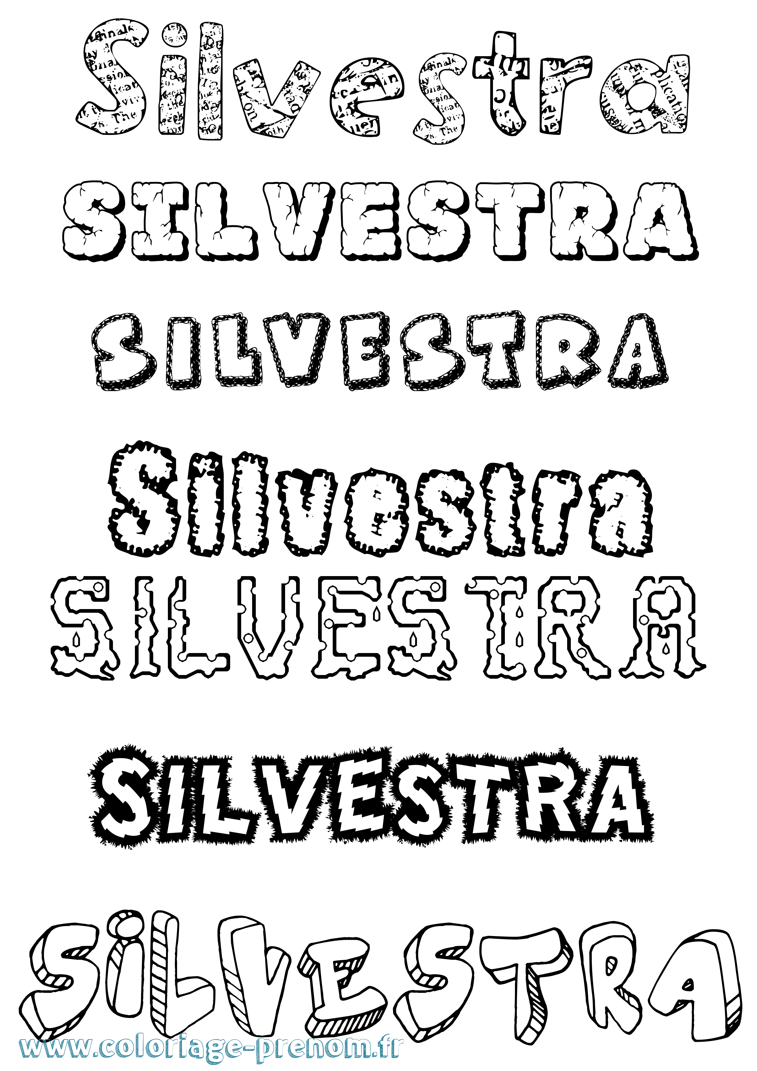 Coloriage Silvestra Destructuré Coloriage prénom Silvestra Destructuré