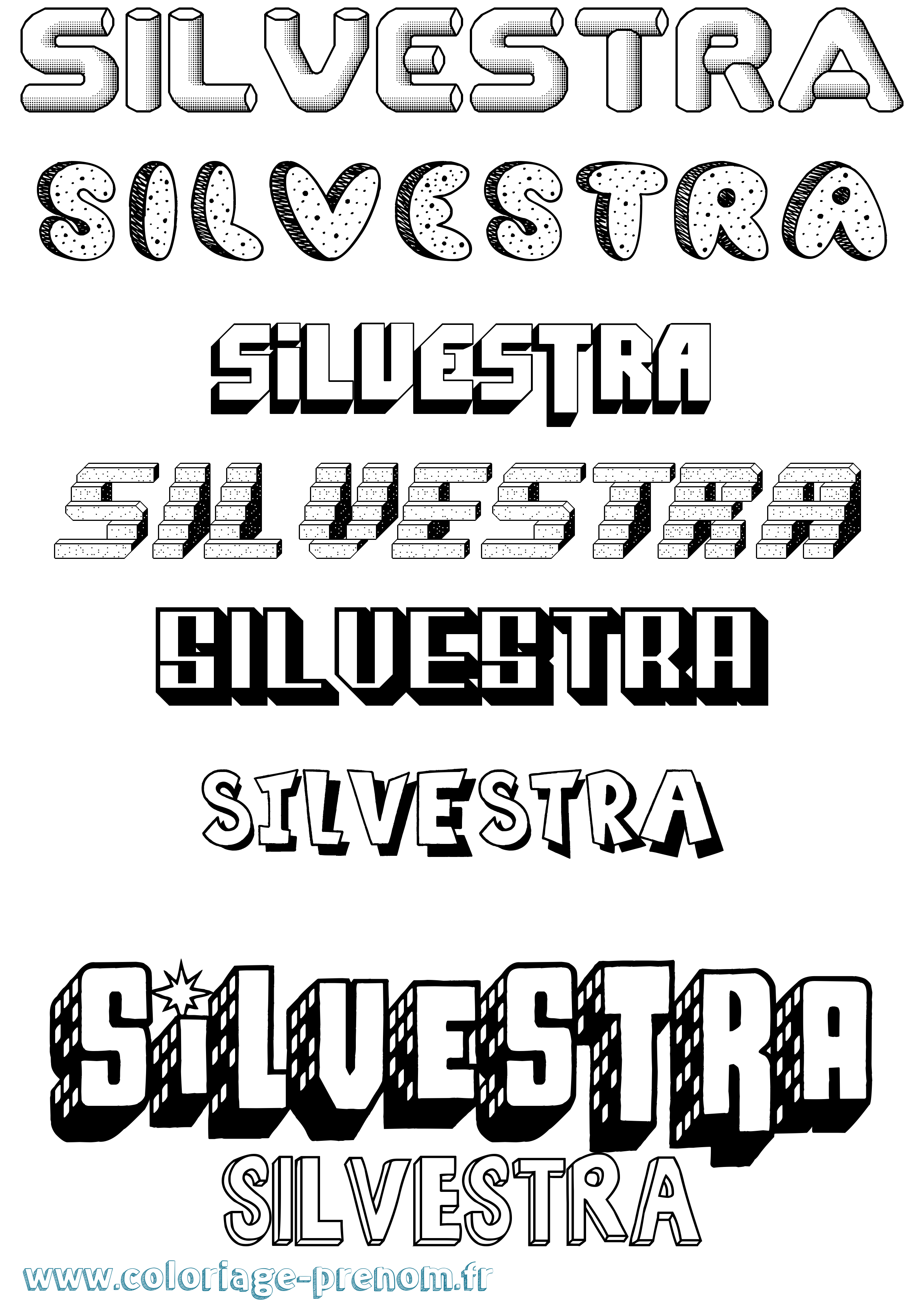 Coloriage Silvestra Effet 3D Coloriage prénom Silvestra Effet 3D