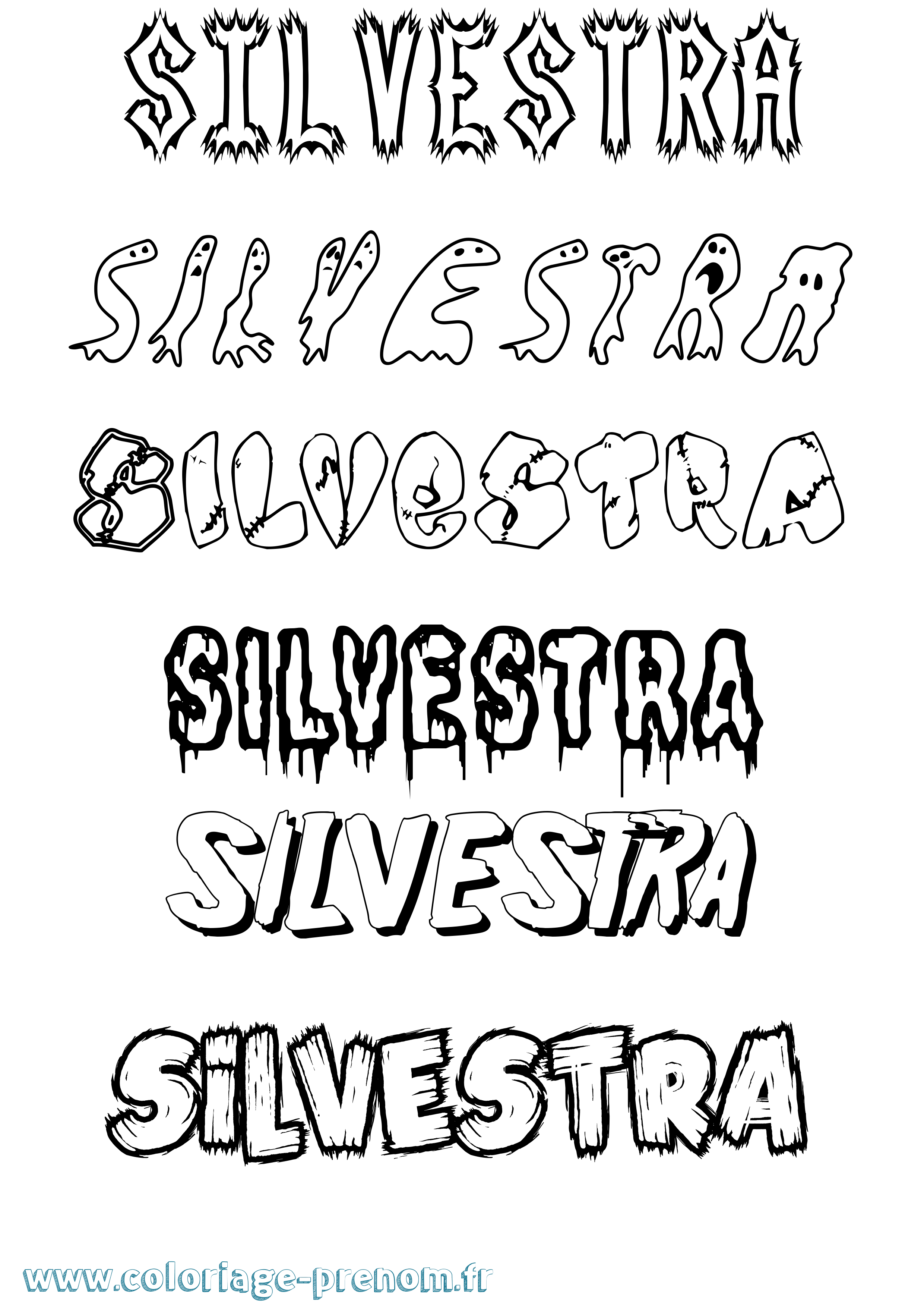 Coloriage Silvestra Frisson Coloriage prénom Silvestra Frisson