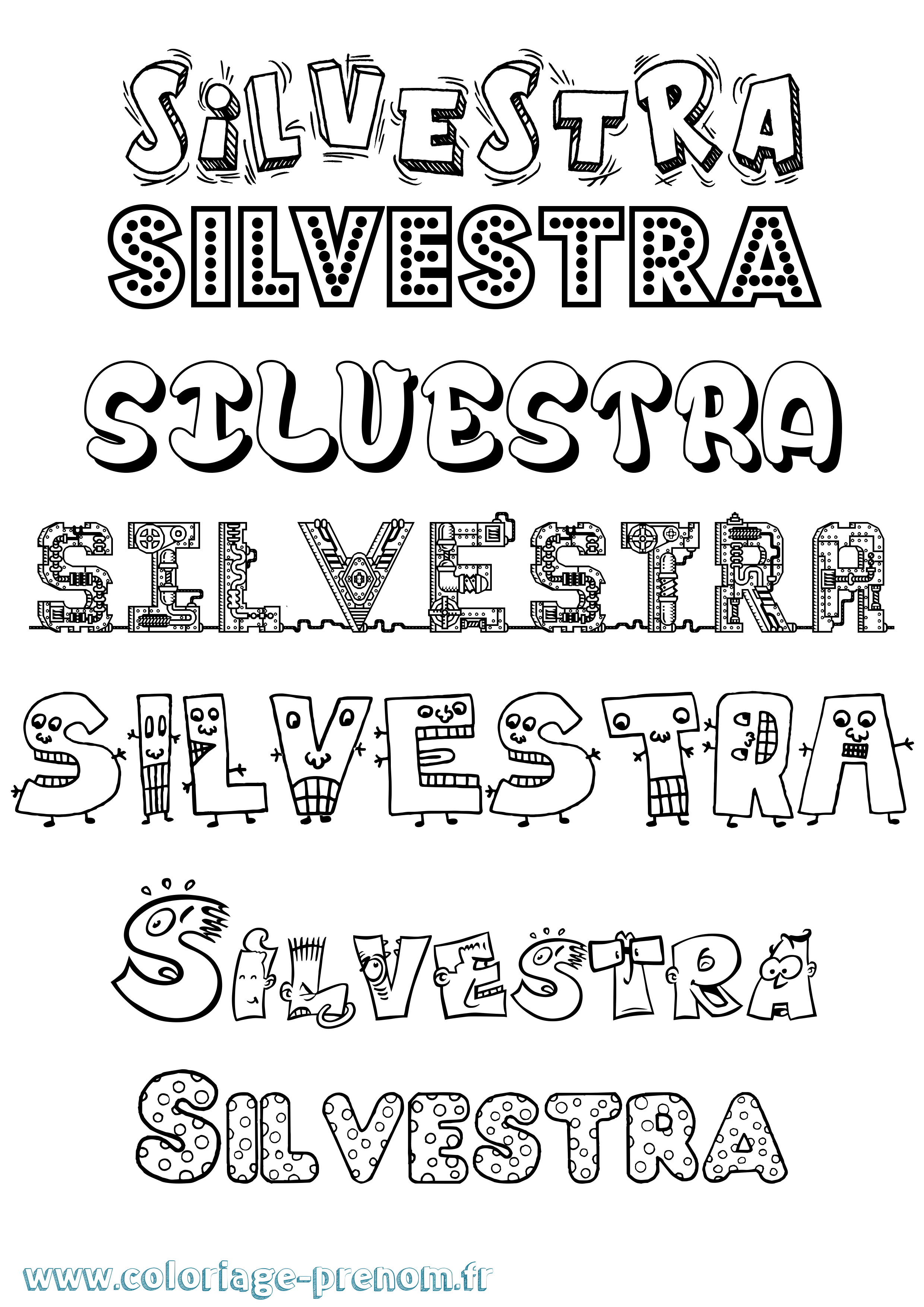 Coloriage Silvestra Fun Coloriage prénom Silvestra Fun
