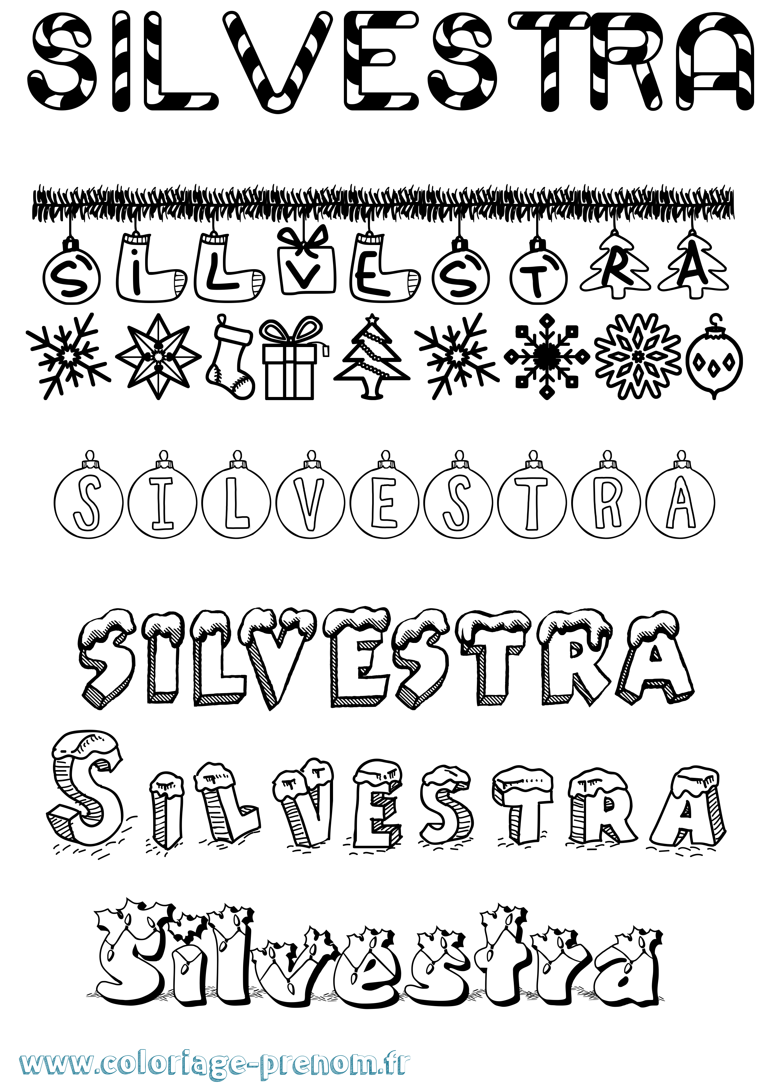 Coloriage Silvestra Noël Coloriage prénom Silvestra Noël