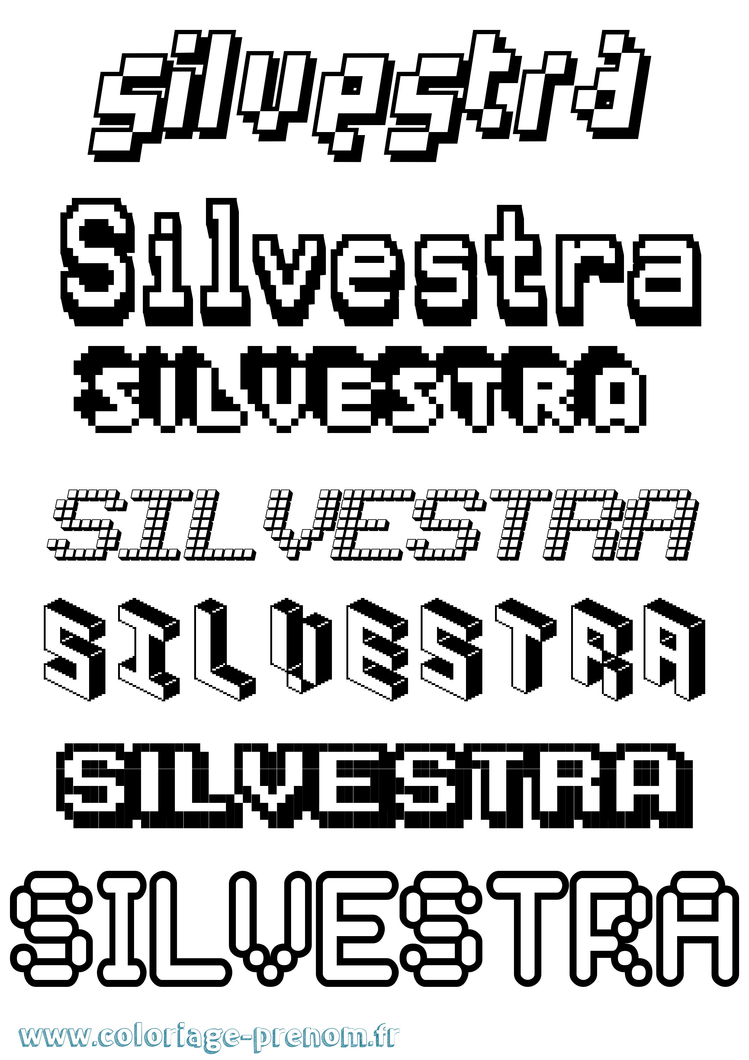 Coloriage Silvestra Pixel Coloriage prénom Silvestra Pixel