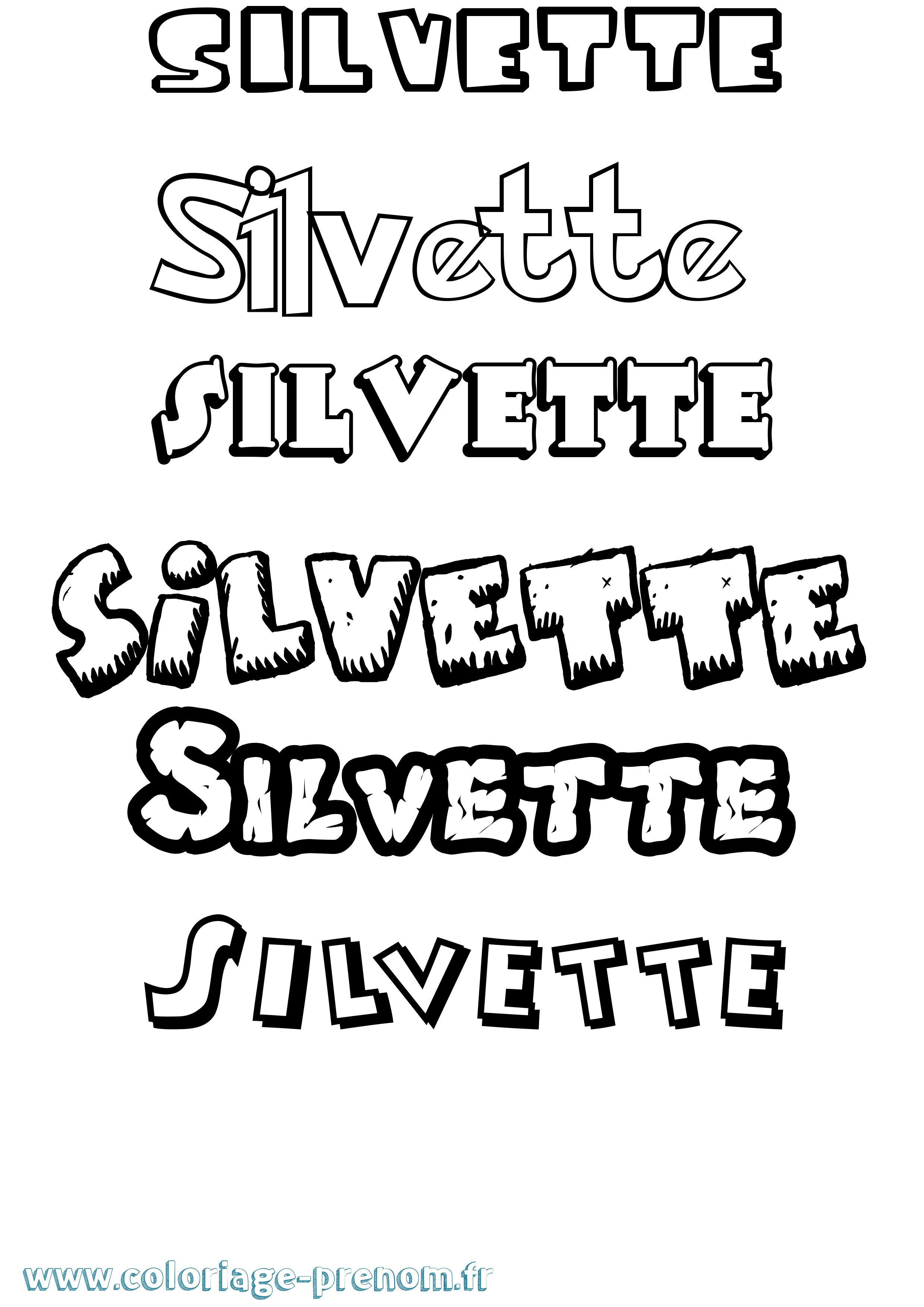 Coloriage Silvette Dessin Animé Coloriage prénom Silvette Dessin Animé