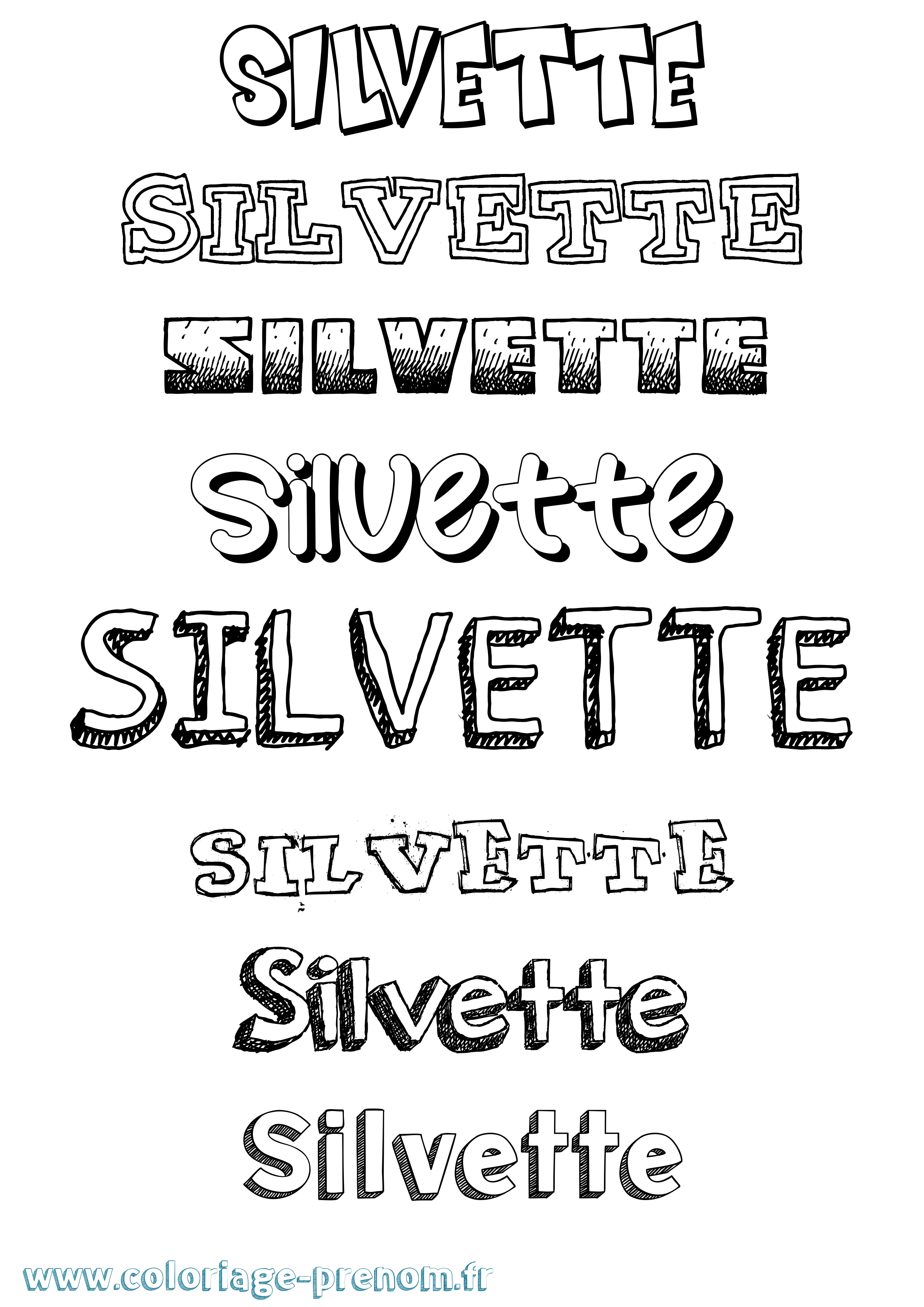 Coloriage Silvette Dessiné Coloriage prénom Silvette Dessiné