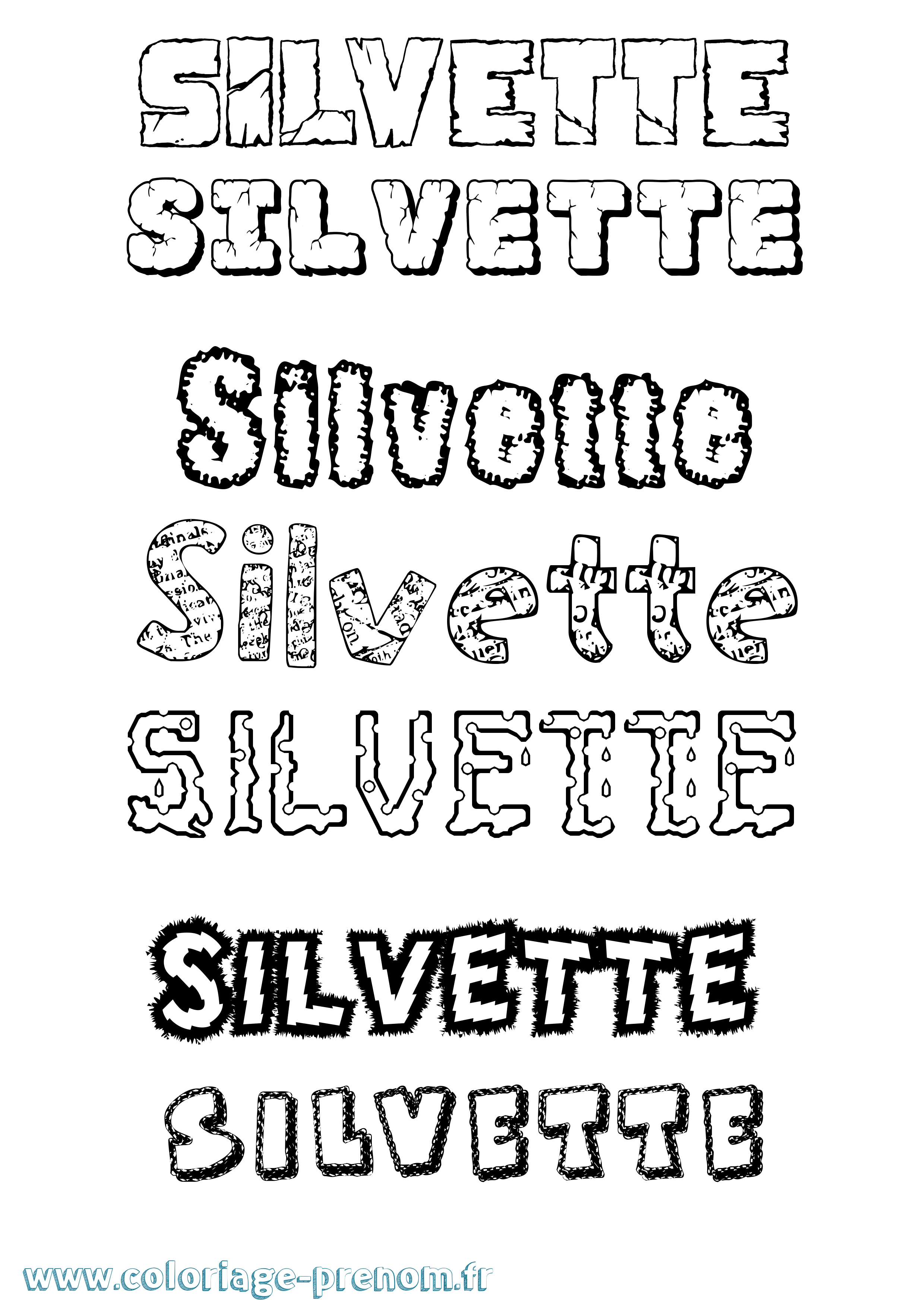 Coloriage Silvette Destructuré Coloriage prénom Silvette Destructuré