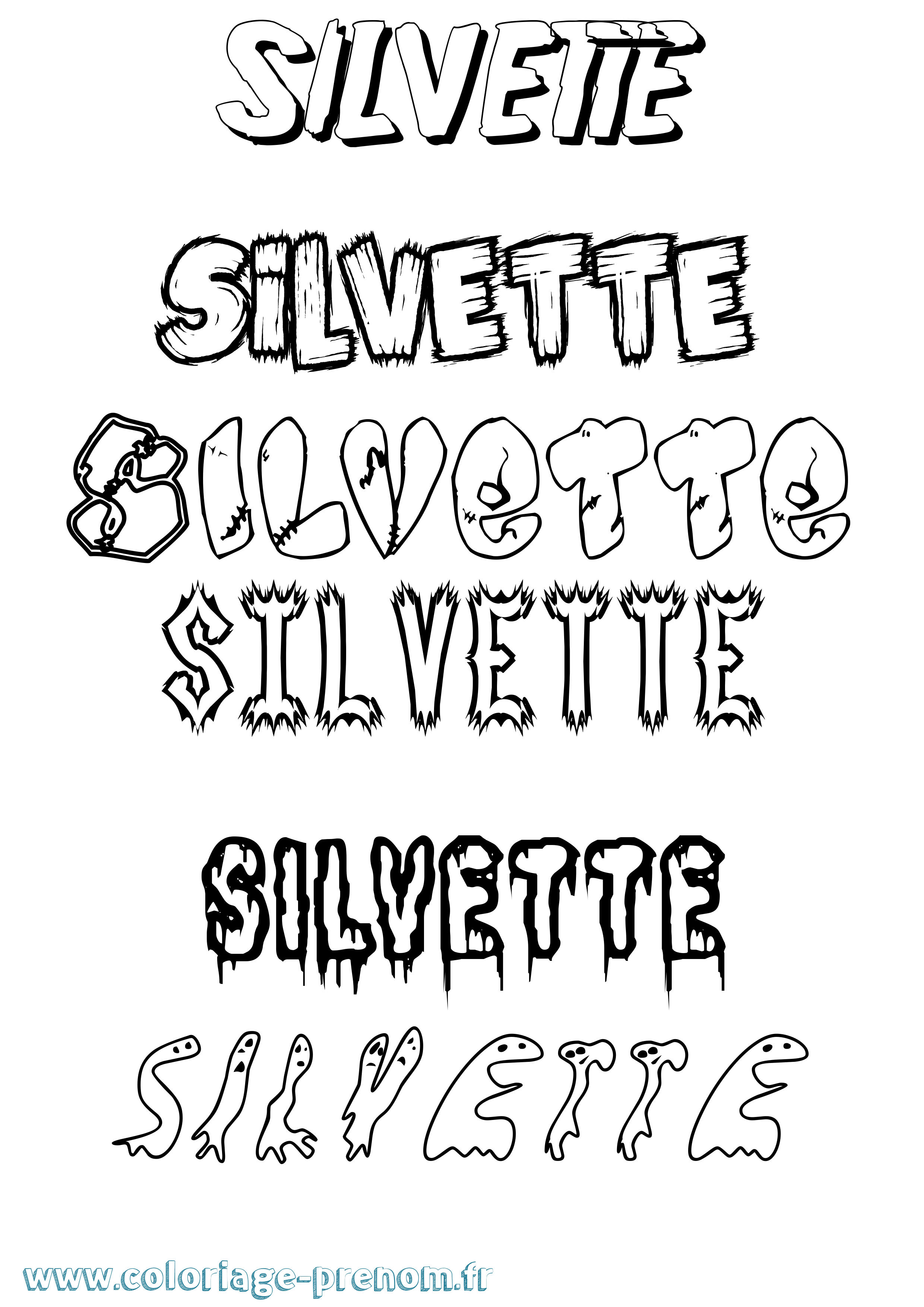 Coloriage Silvette Frisson Coloriage prénom Silvette Frisson