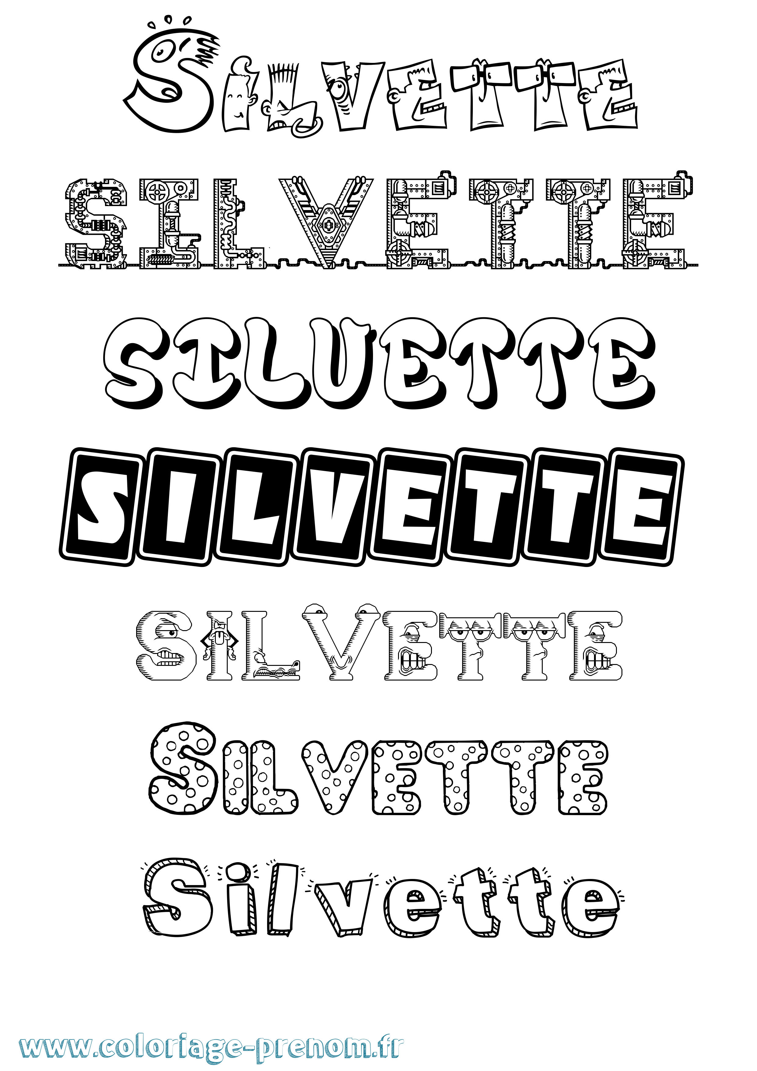 Coloriage Silvette Fun Coloriage prénom Silvette Fun