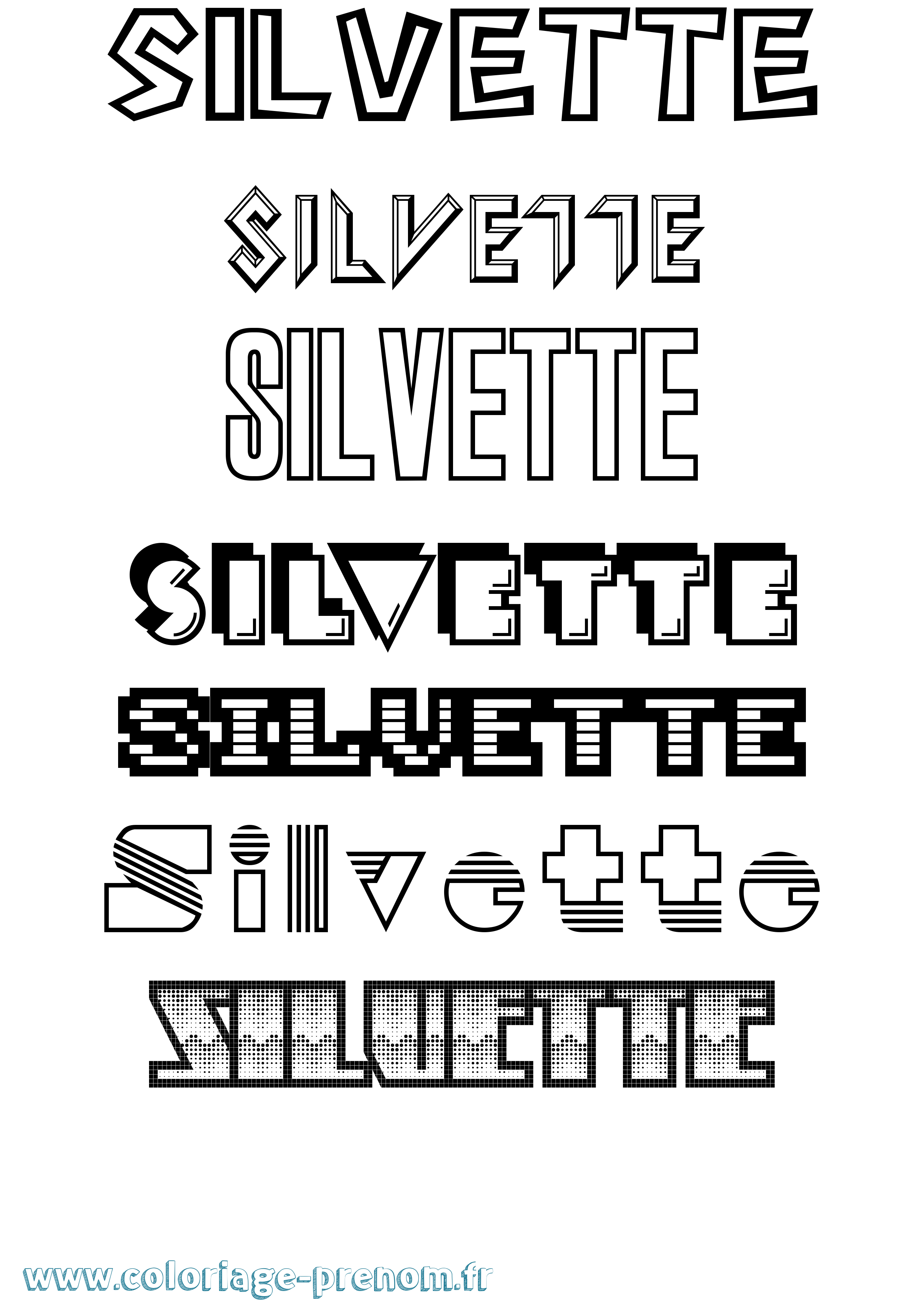 Coloriage Silvette Jeux Vidéos Coloriage prénom Silvette Jeux Vidéos