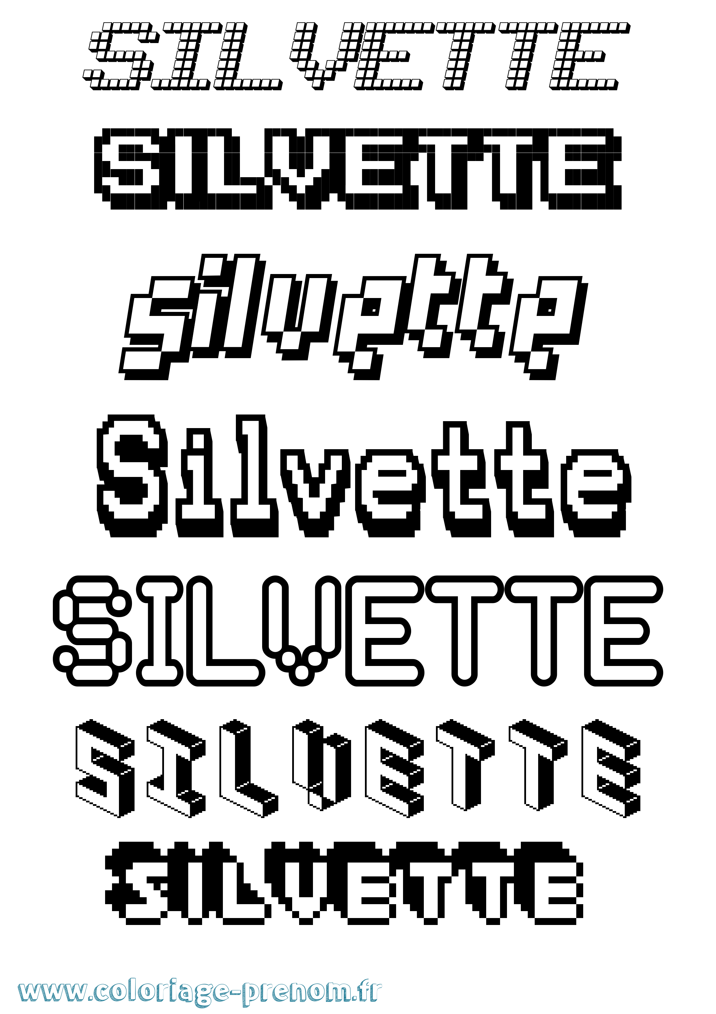 Coloriage Silvette Pixel Coloriage prénom Silvette Pixel