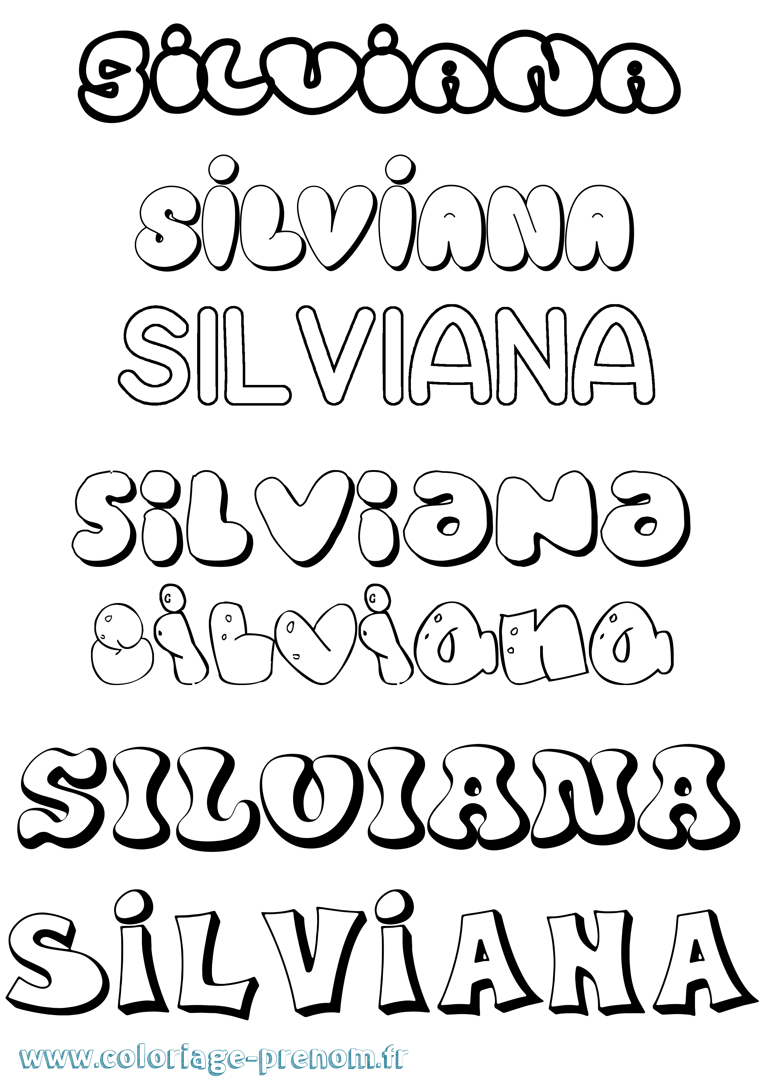 Coloriage Silviana Bubble Coloriage prénom Silviana Bubble