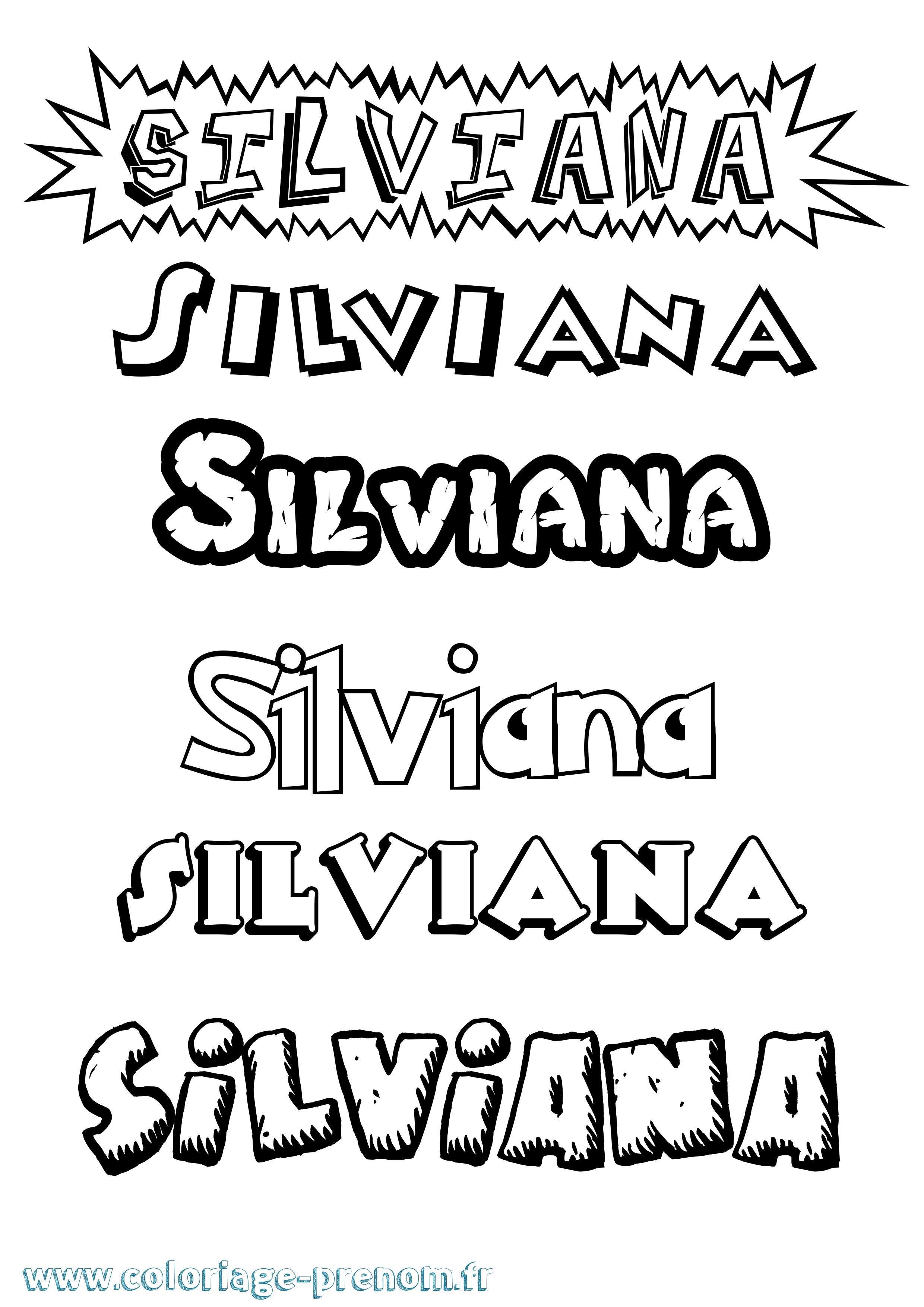 Coloriage Silviana Dessin Animé Coloriage prénom Silviana Dessin Animé