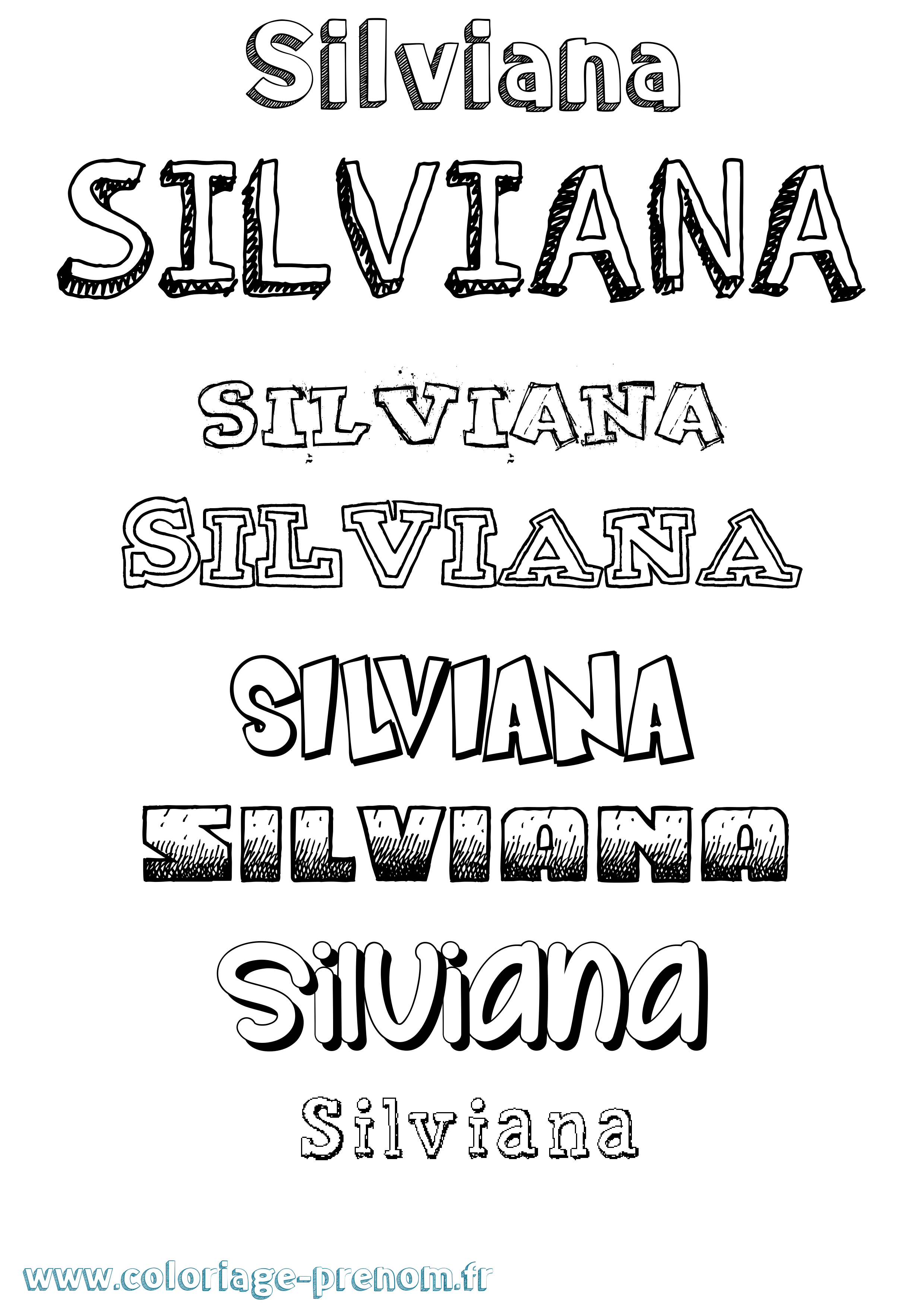 Coloriage Silviana Dessiné Coloriage prénom Silviana Dessiné
