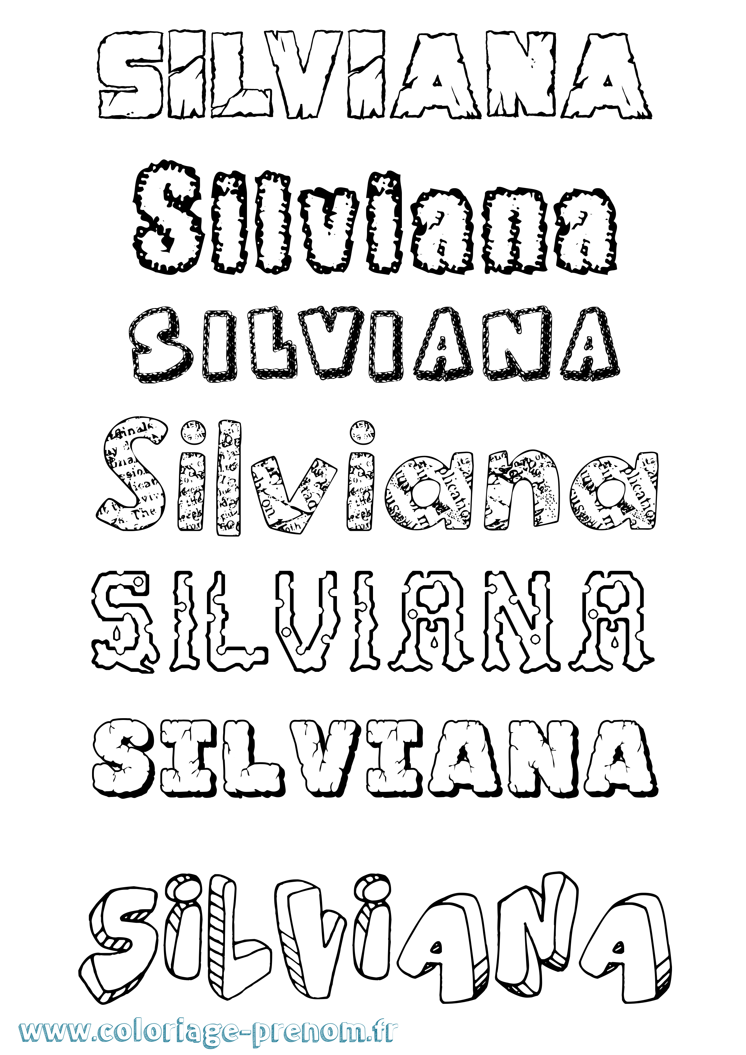 Coloriage Silviana Destructuré Coloriage prénom Silviana Destructuré