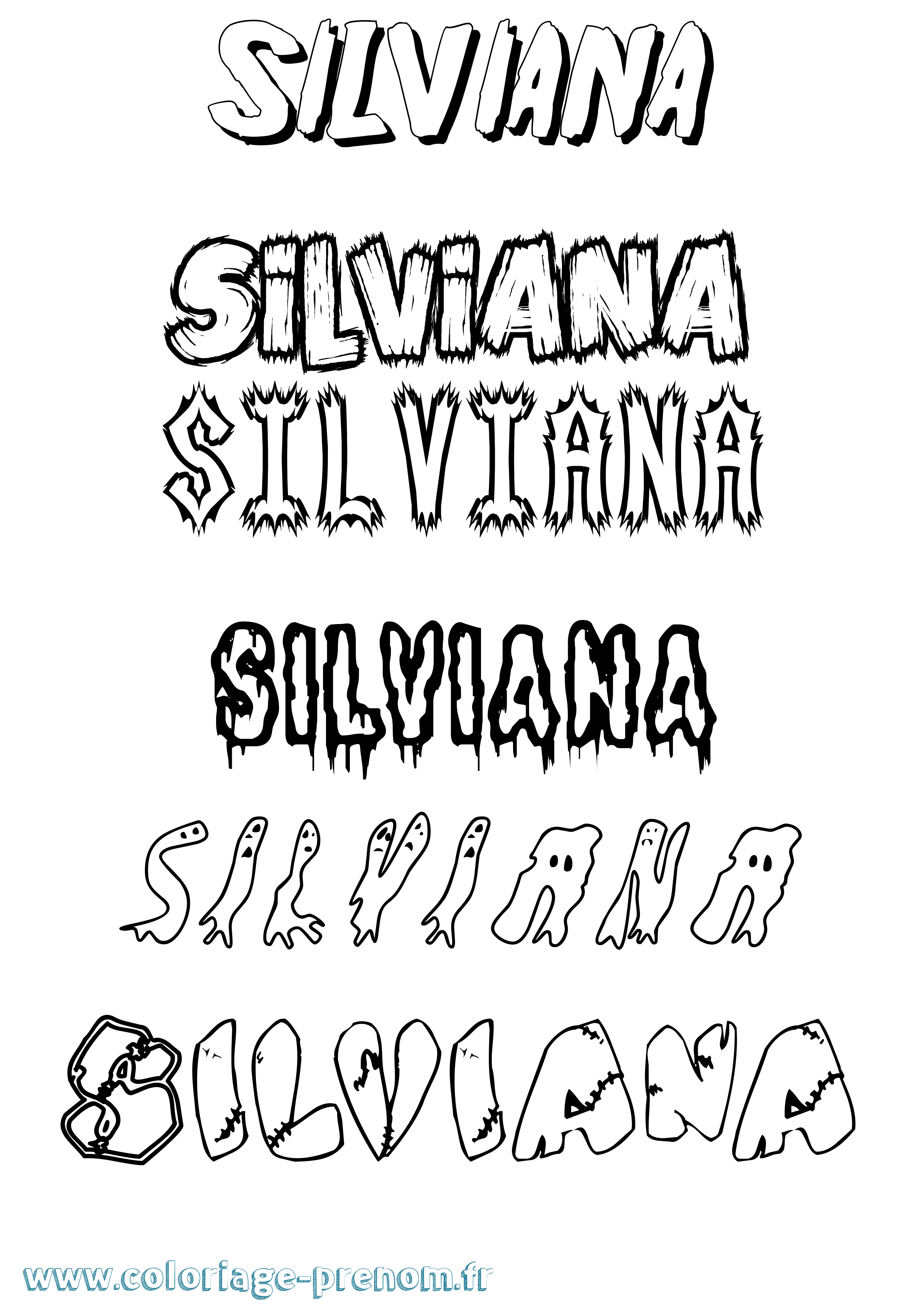 Coloriage Silviana Frisson Coloriage prénom Silviana Frisson