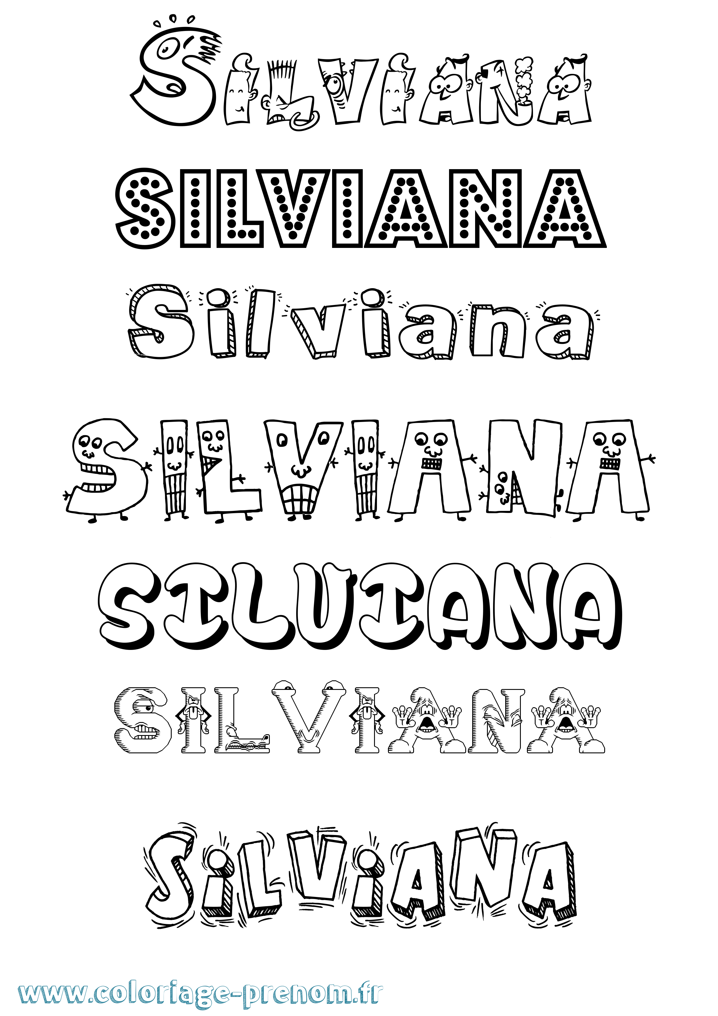 Coloriage Silviana Fun Coloriage prénom Silviana Fun