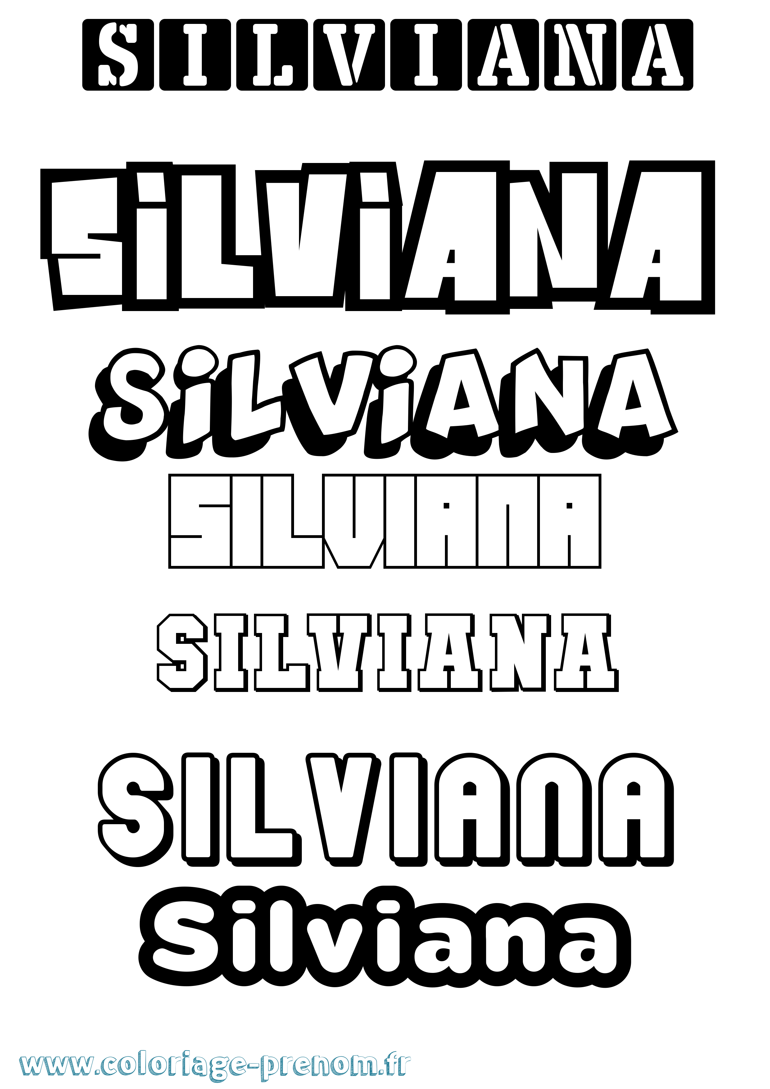 Coloriage Silviana Simple Coloriage prénom Silviana Simple