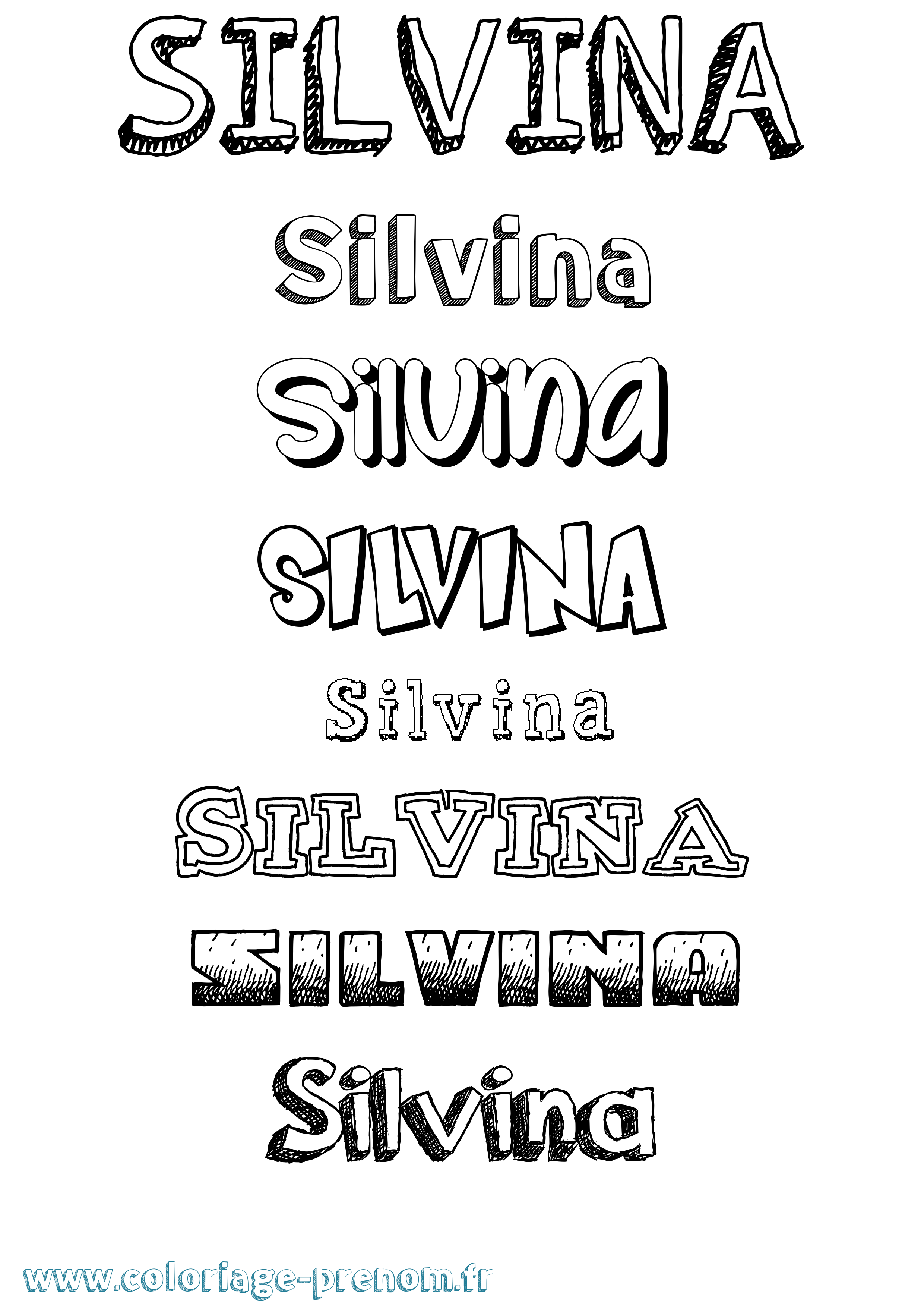 Coloriage Silvina Dessiné Coloriage prénom Silvina Dessiné