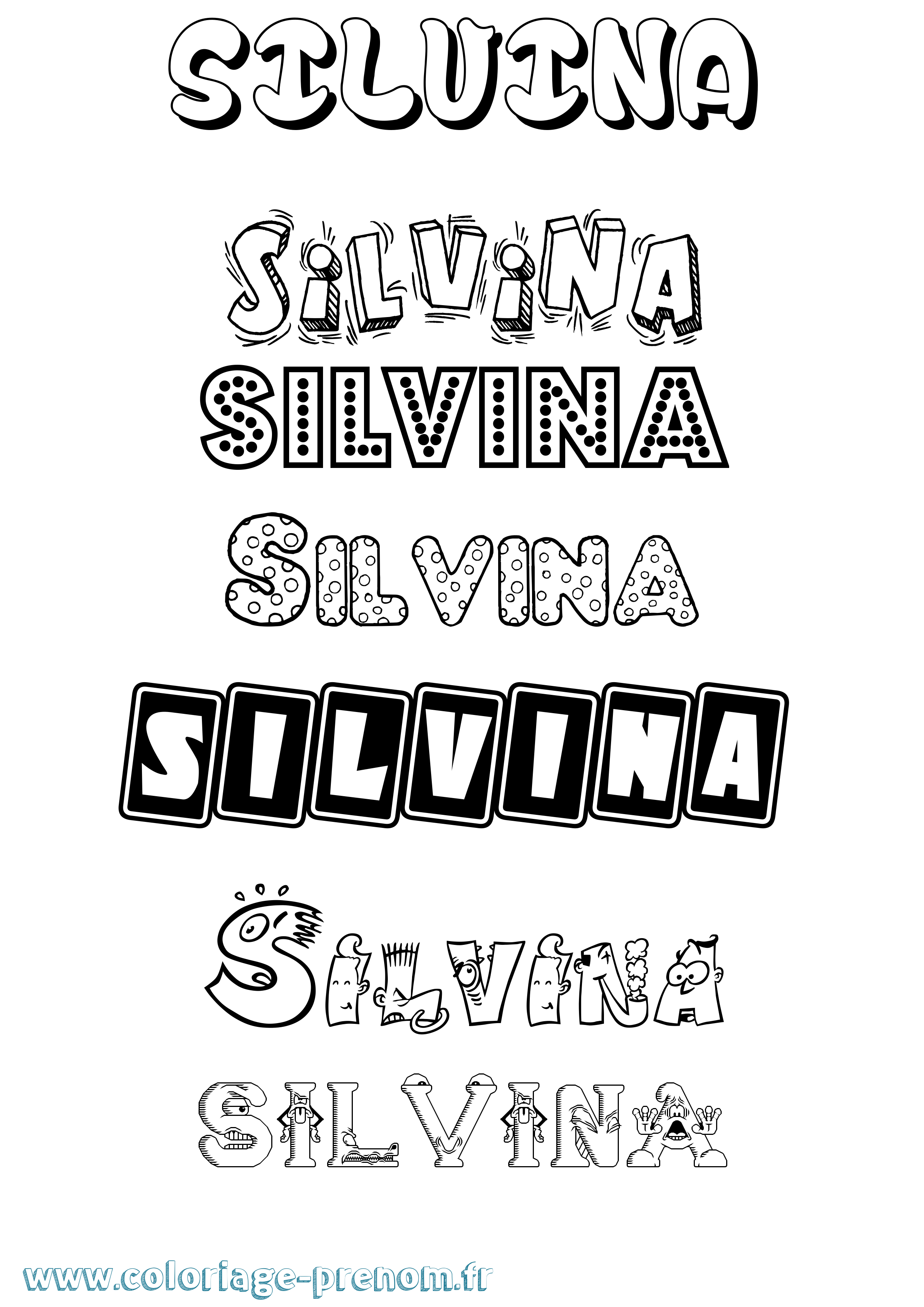 Coloriage Silvina Fun Coloriage prénom Silvina Fun