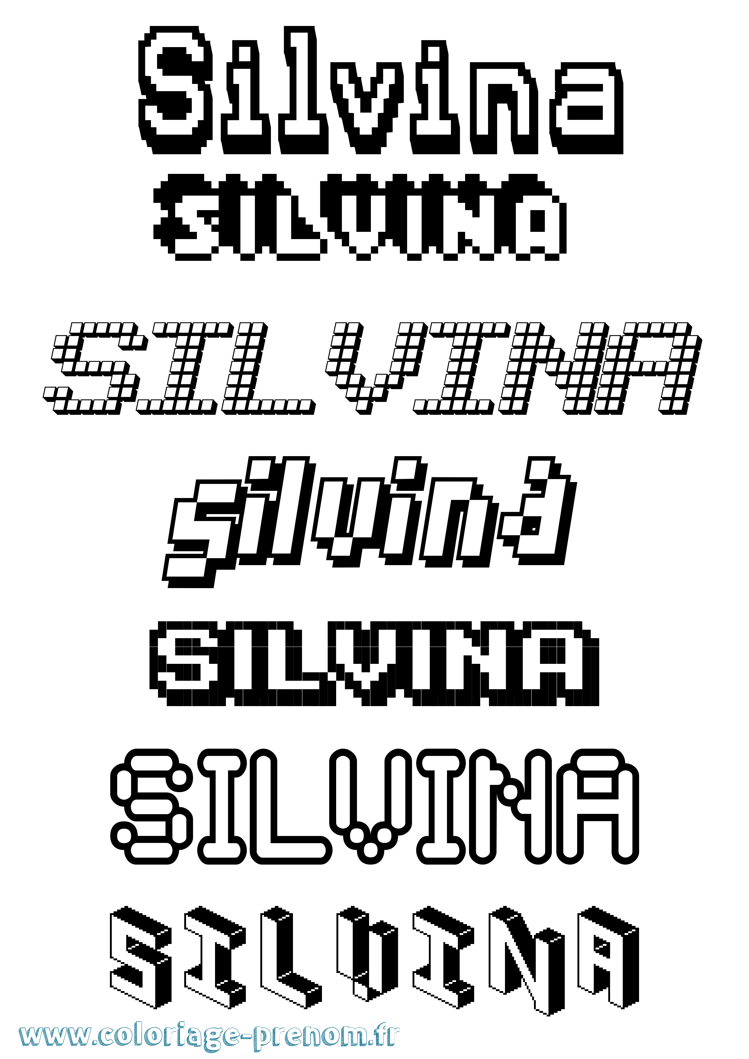 Coloriage Silvina Pixel Coloriage prénom Silvina Pixel