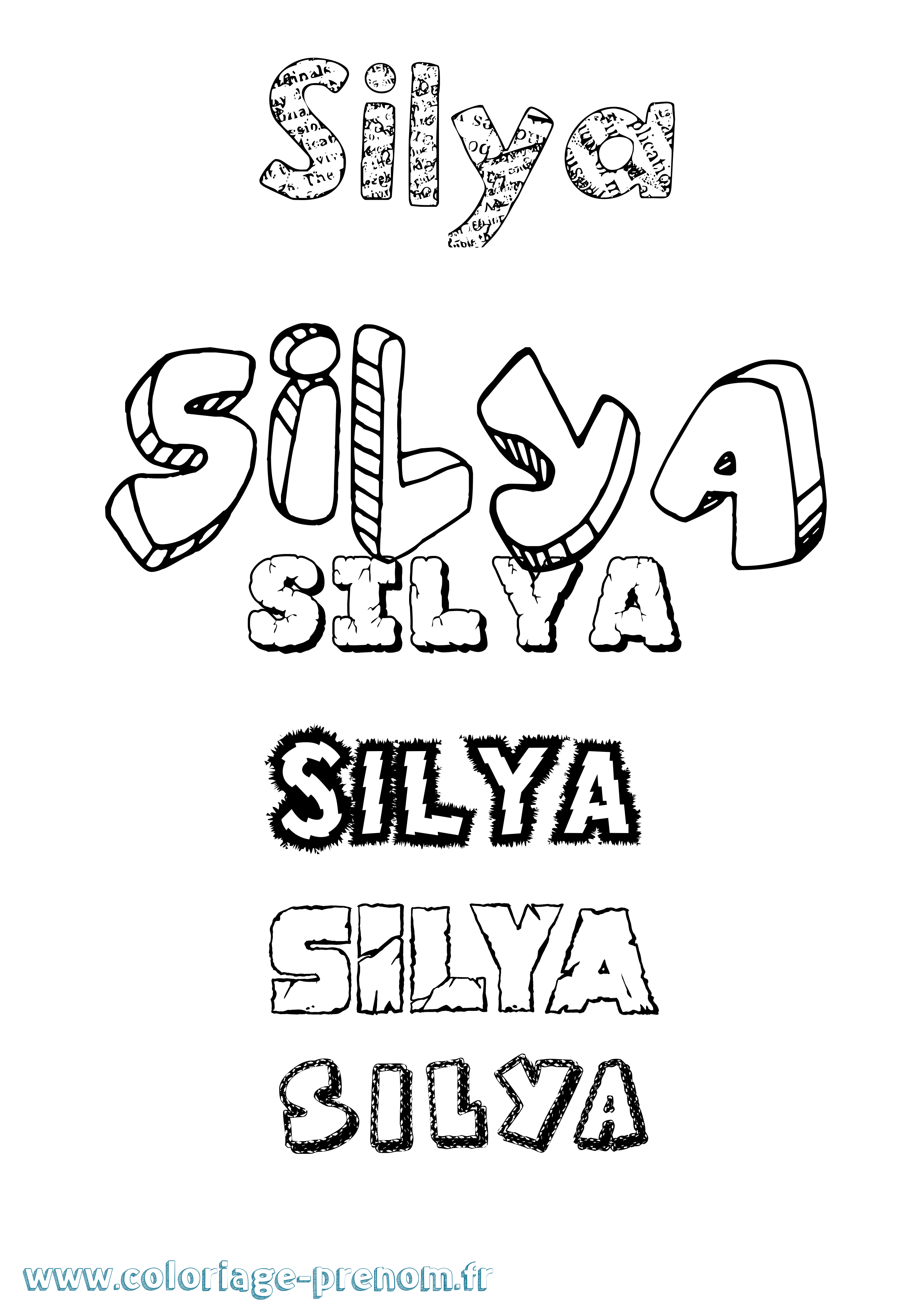 Coloriage Silya Destructuré Coloriage prénom Silya Destructuré