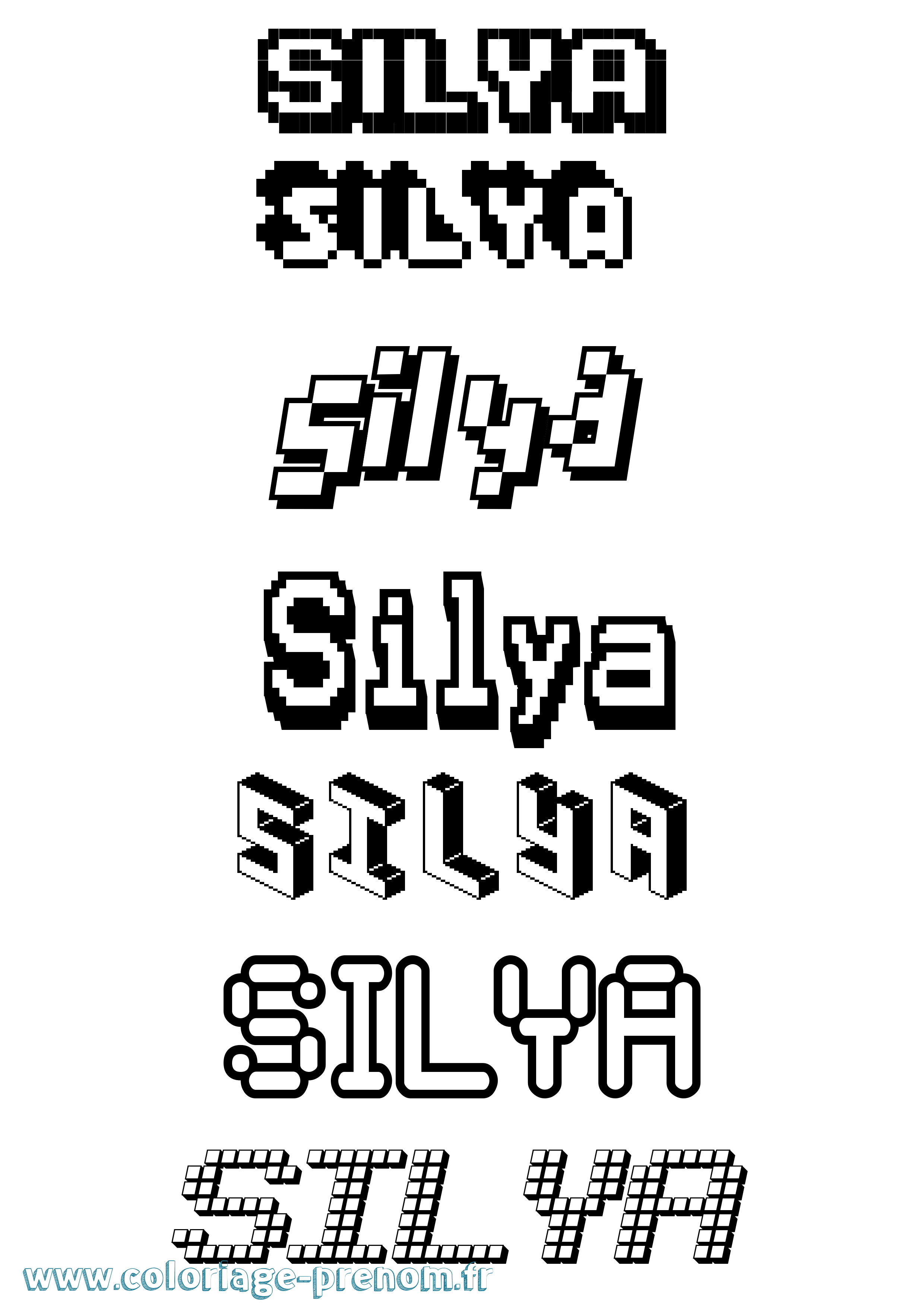 Coloriage Silya Pixel Coloriage prénom Silya Pixel
