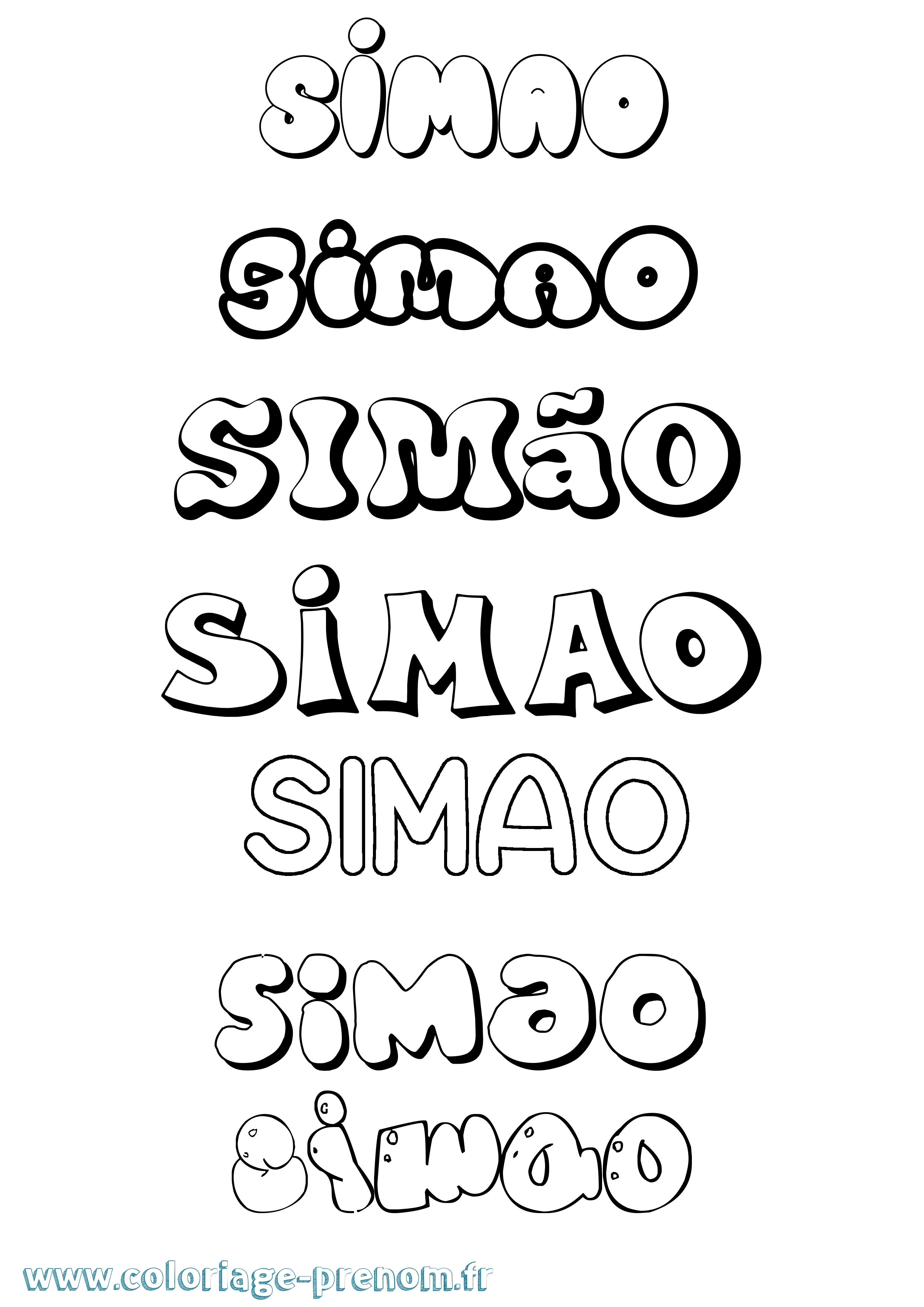 Coloriage Simão Bubble Coloriage prénom Simão Bubble