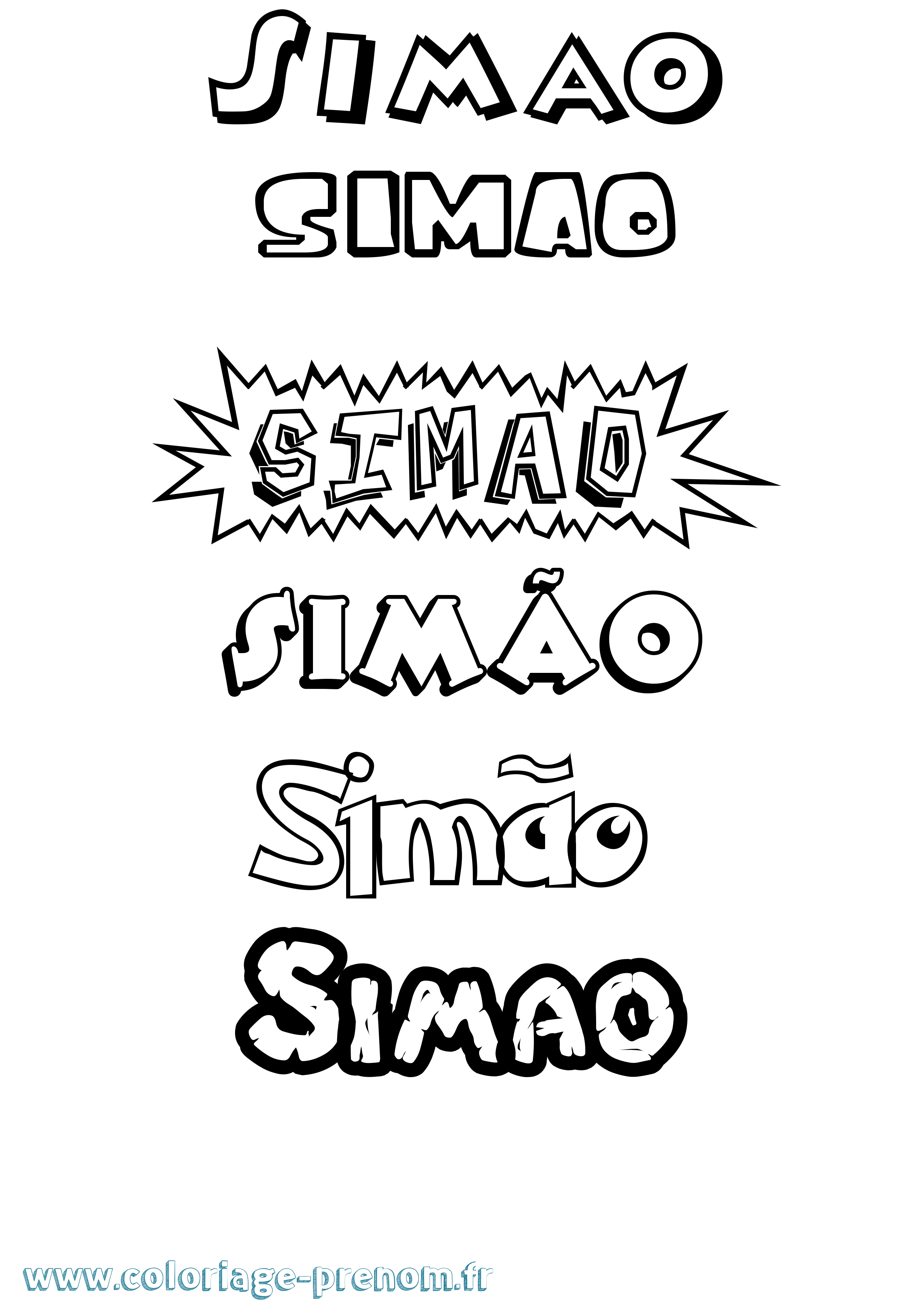 Coloriage Simão Dessin Animé Coloriage prénom Simão Dessin Animé