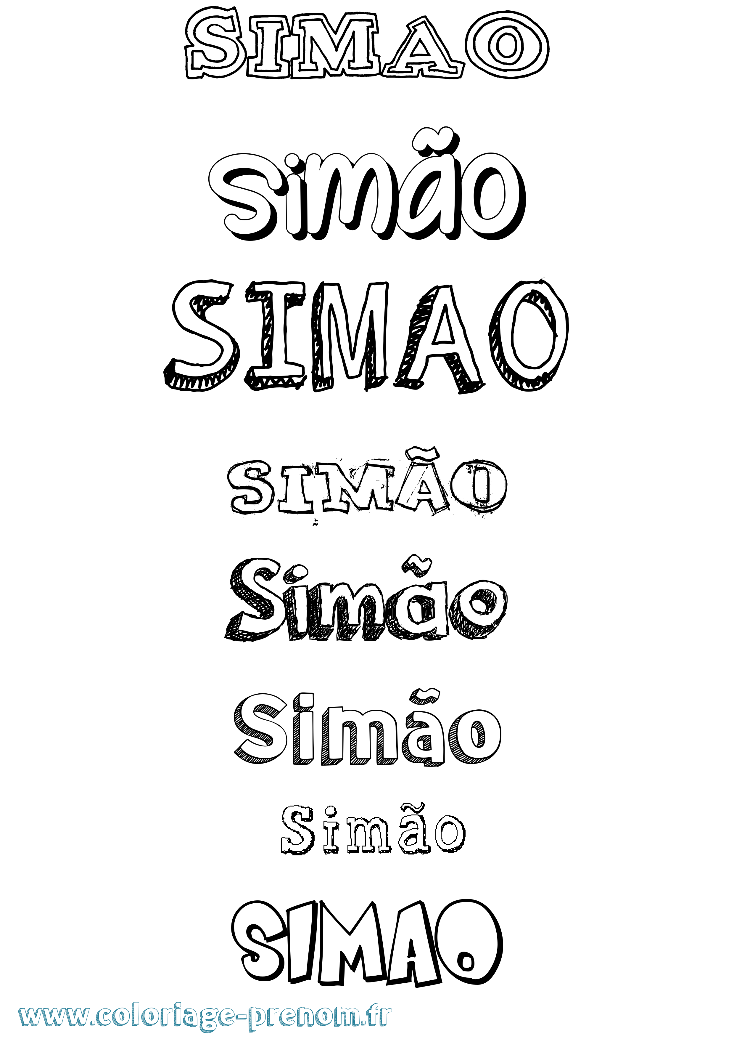 Coloriage Simão Dessiné Coloriage prénom Simão Dessiné