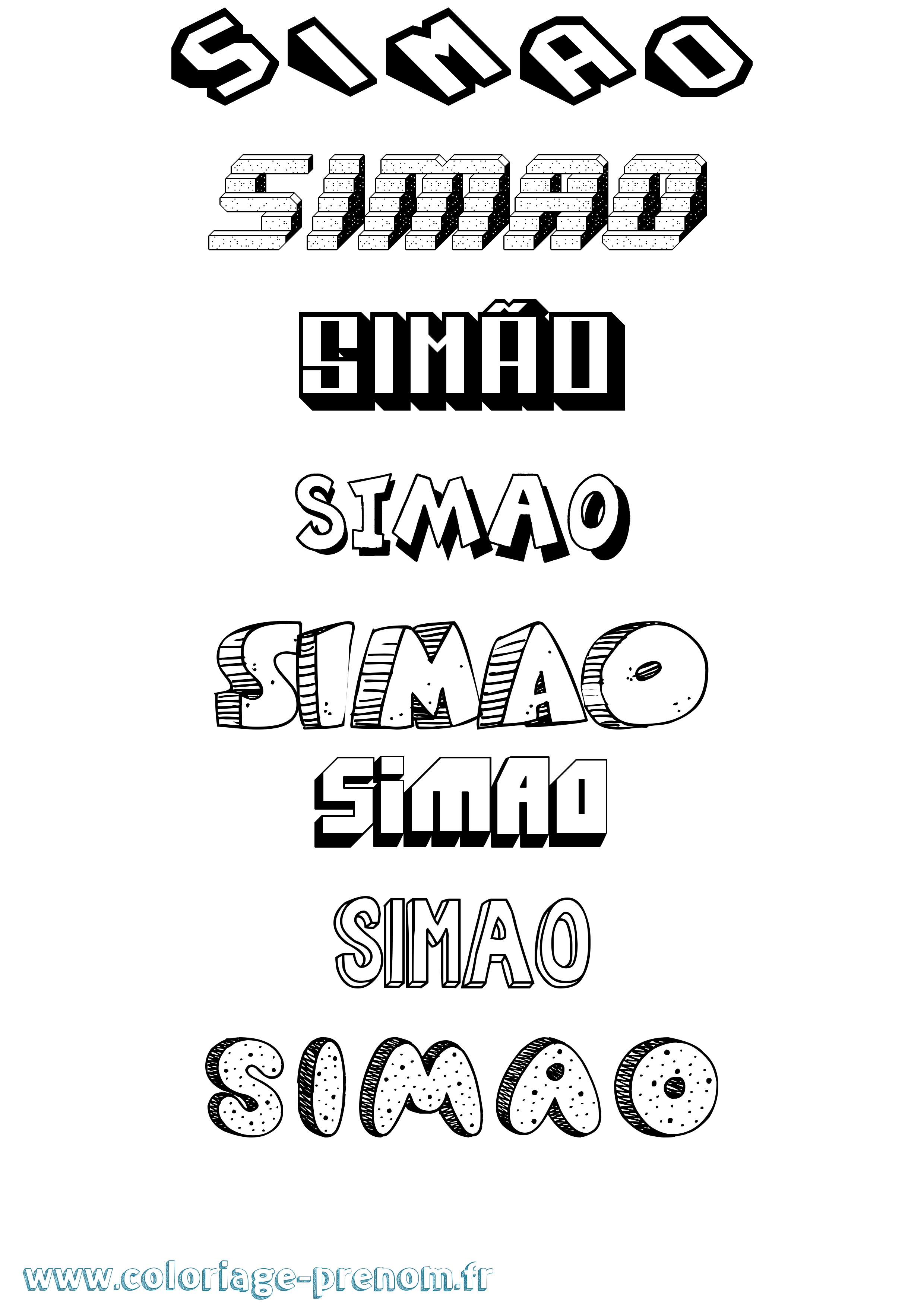 Coloriage Simão Effet 3D Coloriage prénom Simão Effet 3D