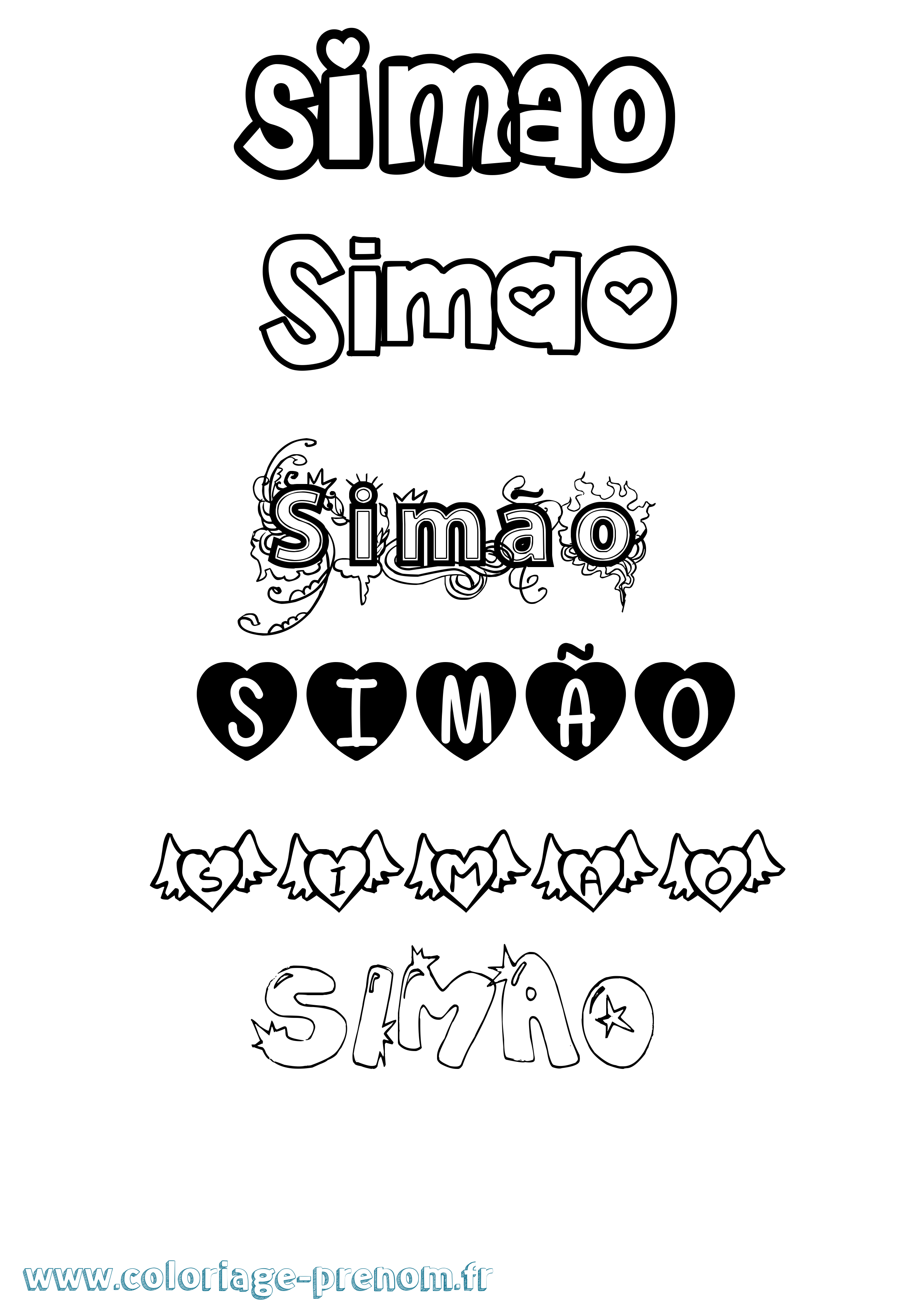 Coloriage Simão Girly Coloriage prénom Simão Girly