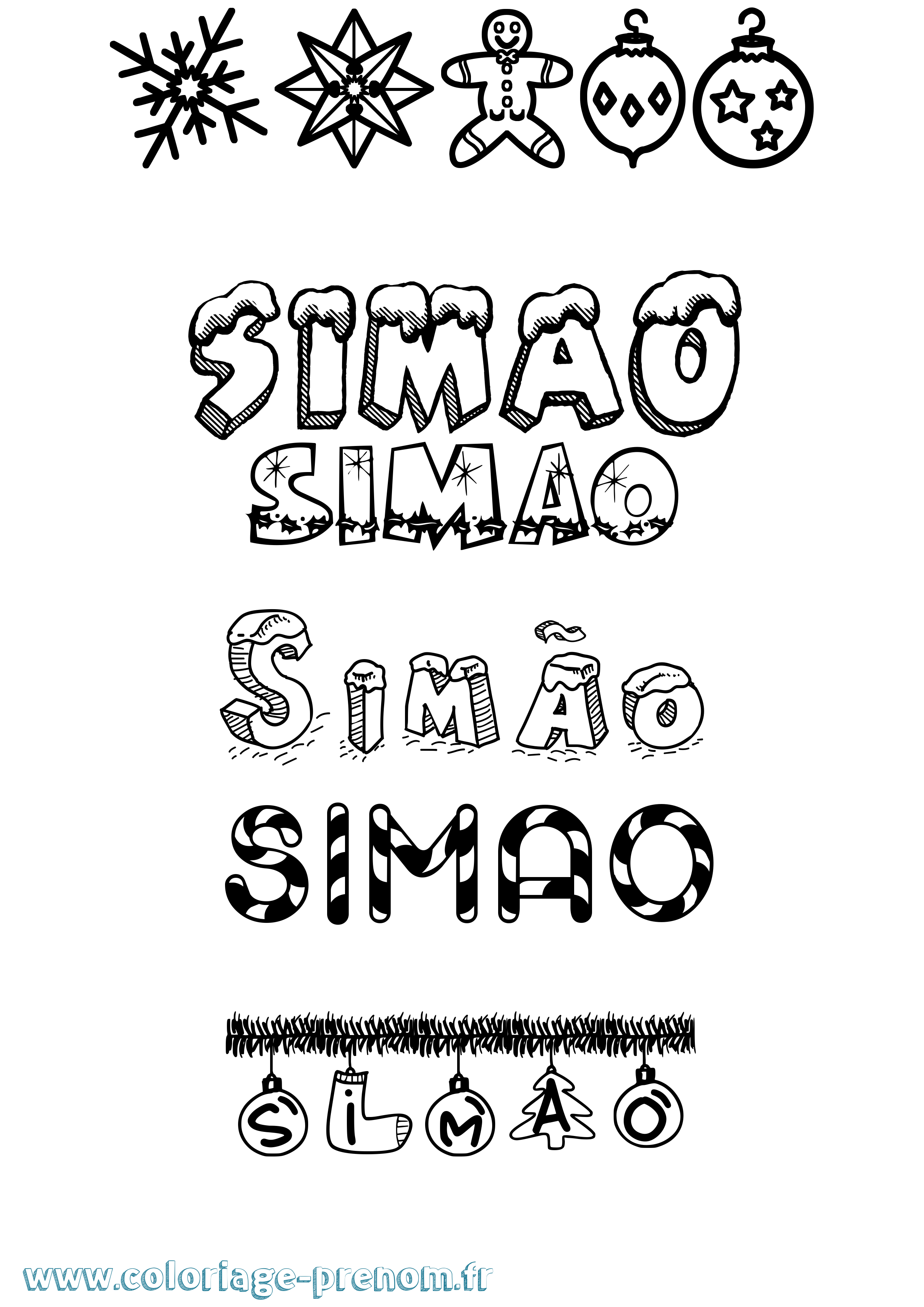 Coloriage Simão Noël Coloriage prénom Simão Noël