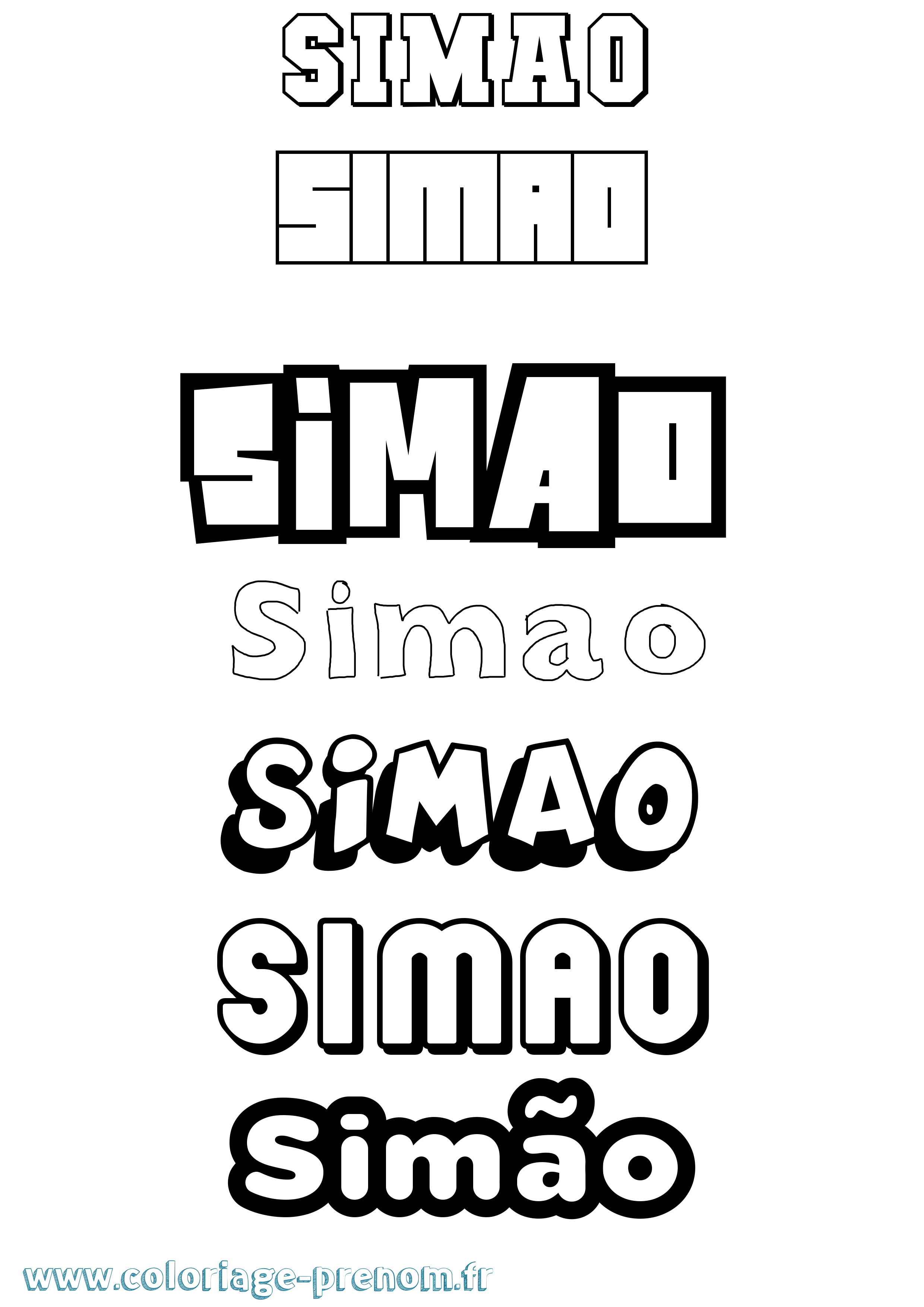 Coloriage Simão Simple Coloriage prénom Simão Simple
