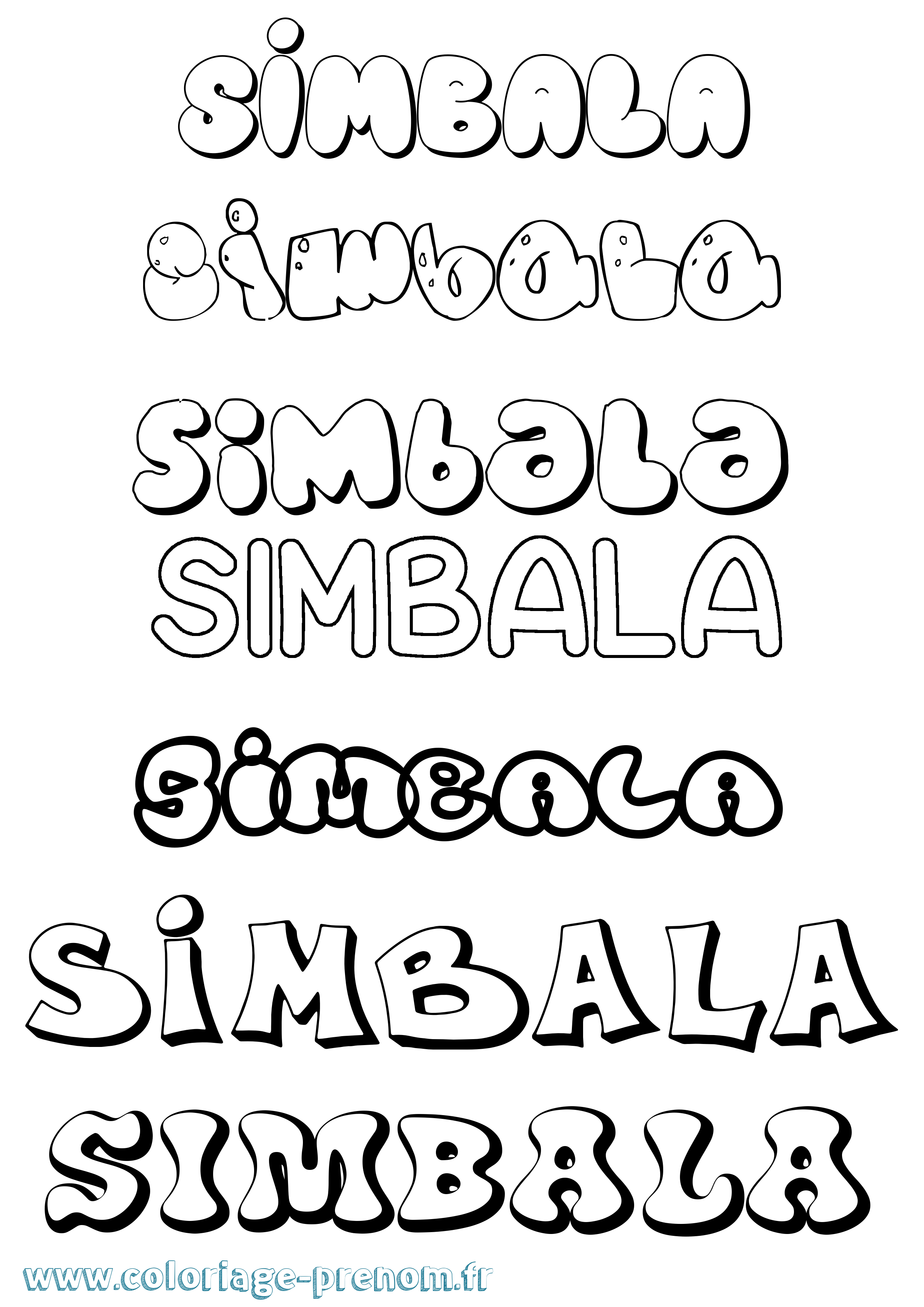 Coloriage Simbala Bubble Coloriage prénom Simbala Bubble