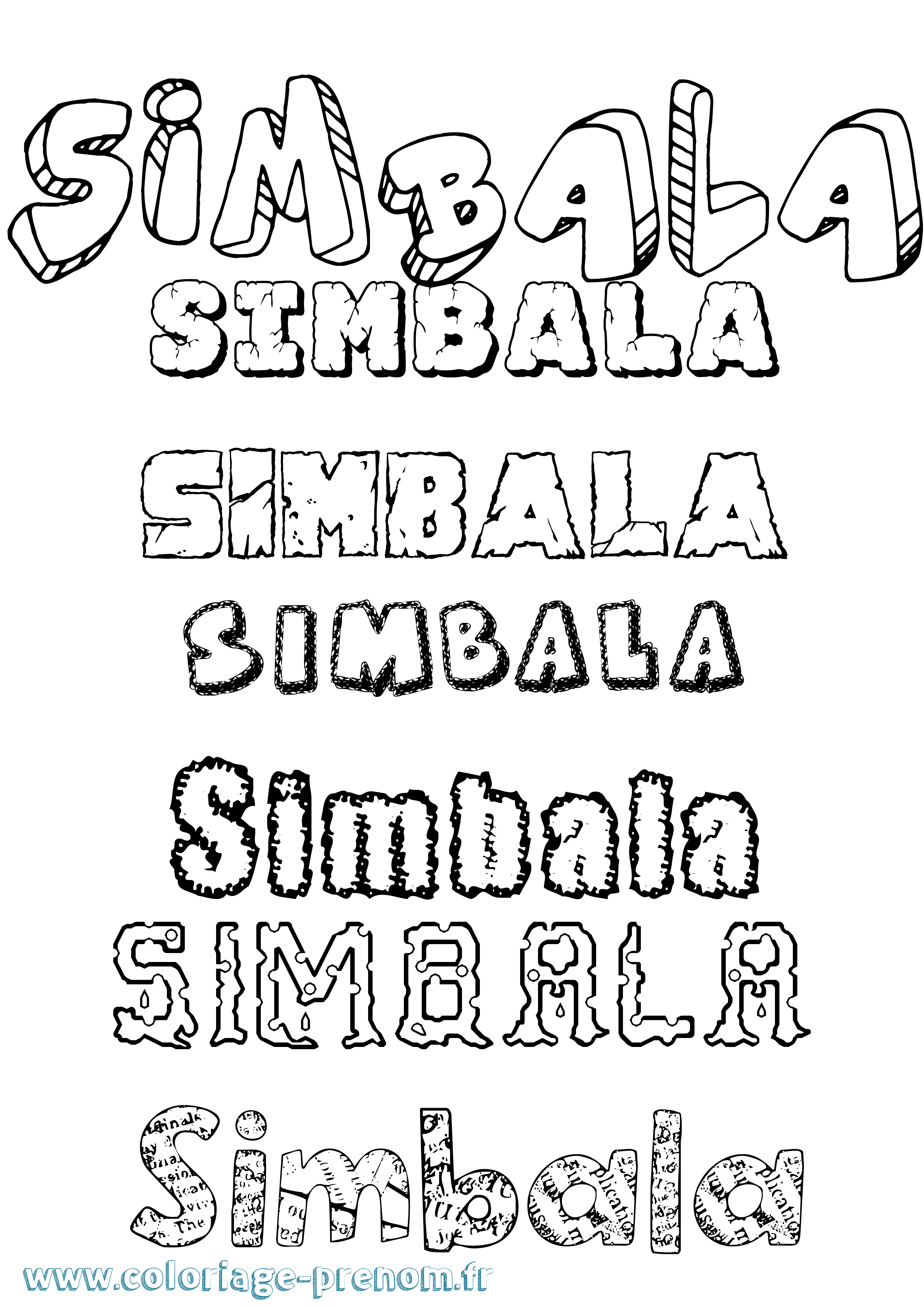 Coloriage Simbala Destructuré Coloriage prénom Simbala Destructuré