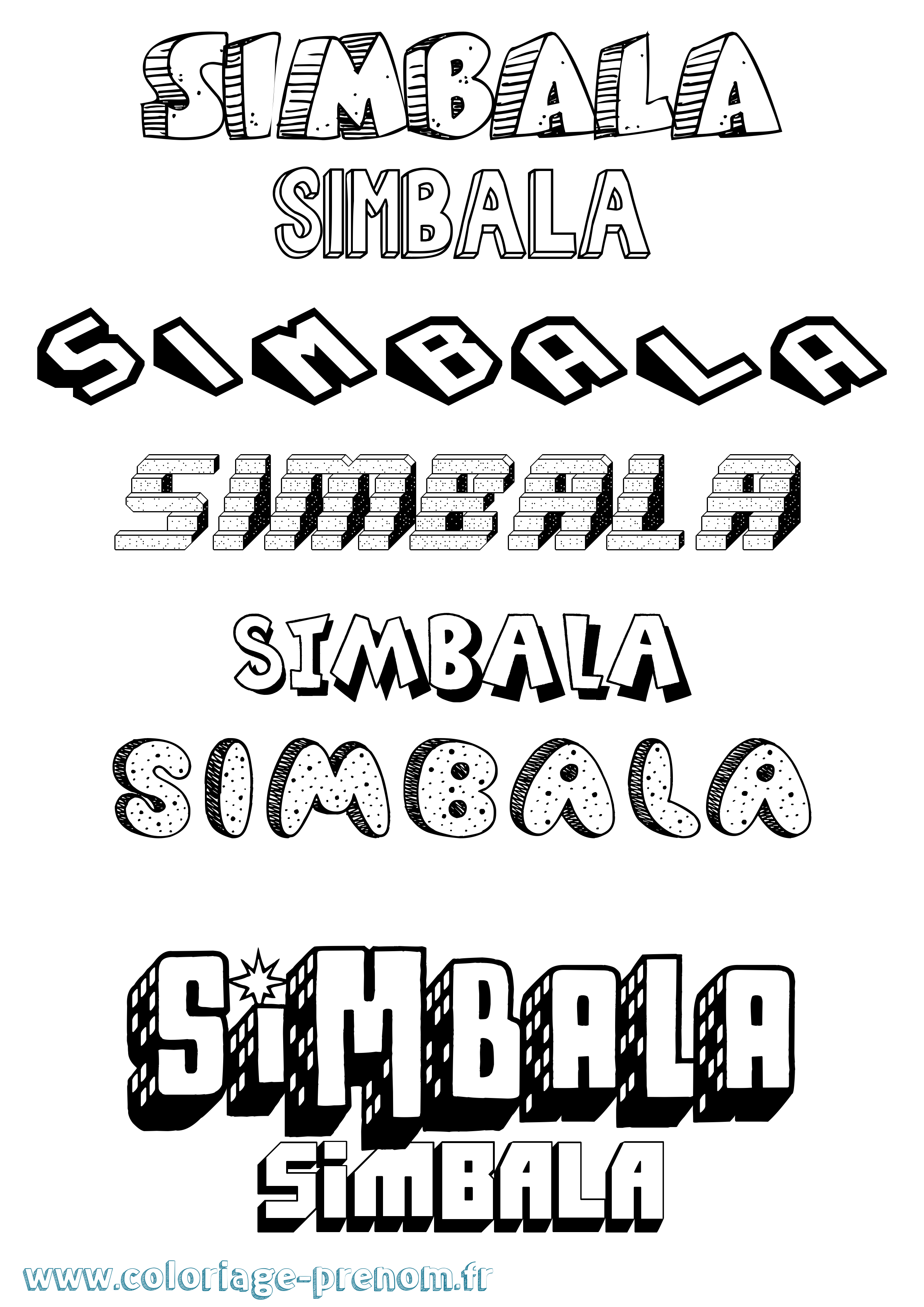 Coloriage Simbala Effet 3D Coloriage prénom Simbala Effet 3D