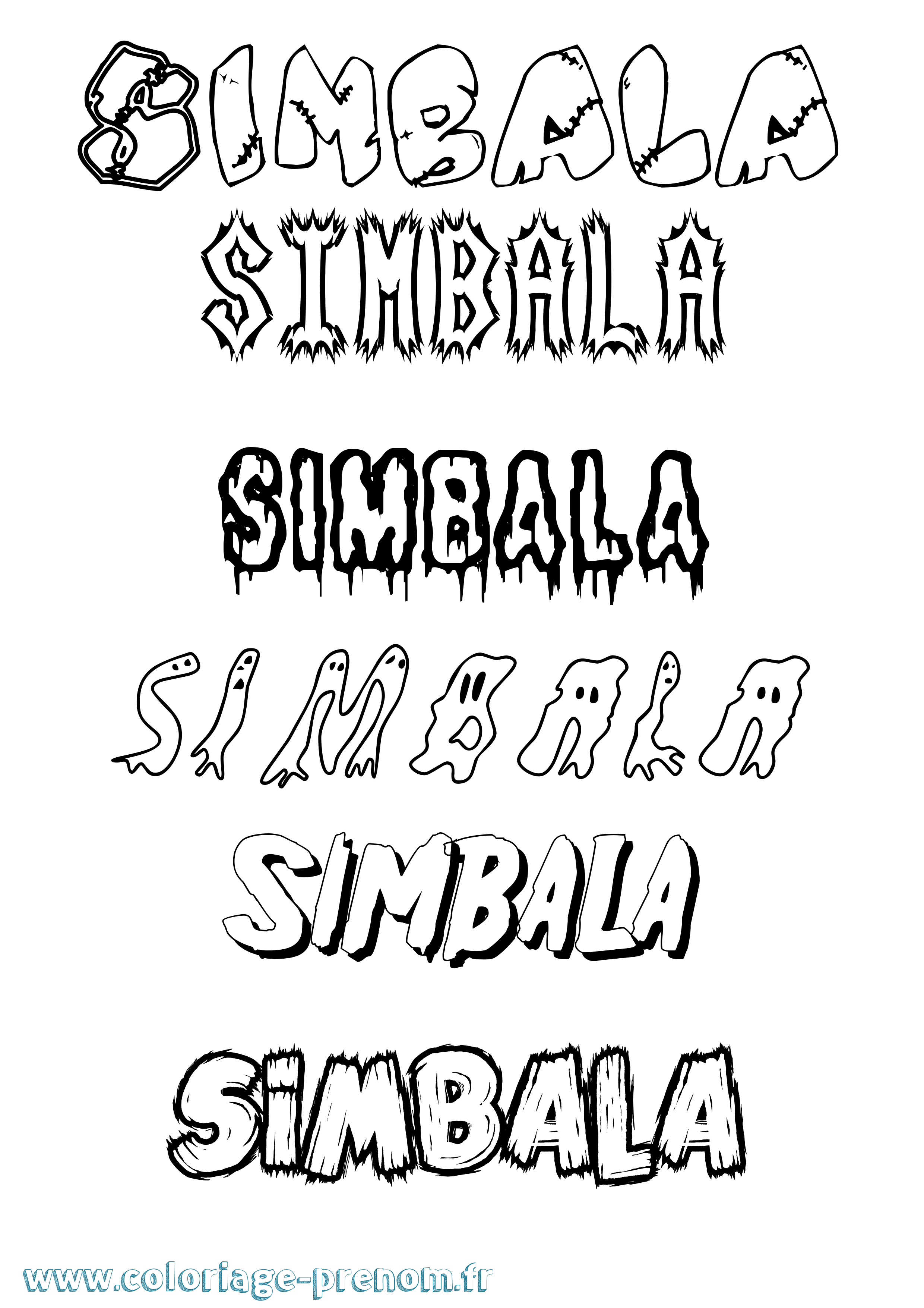 Coloriage Simbala Frisson Coloriage prénom Simbala Frisson