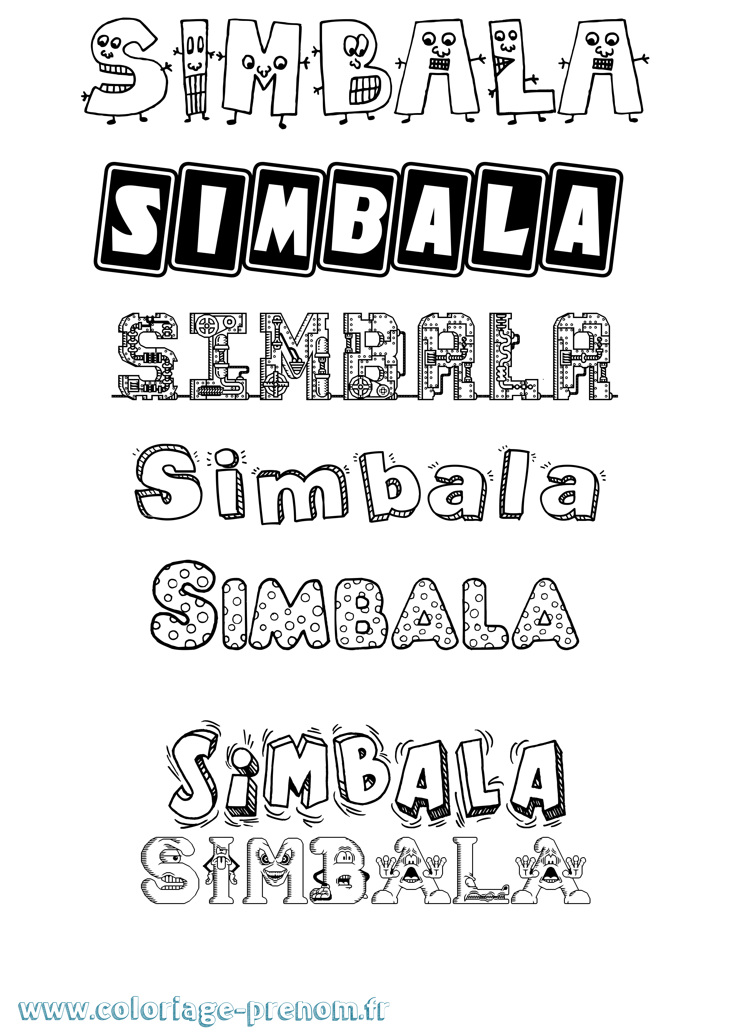 Coloriage Simbala Fun Coloriage prénom Simbala Fun